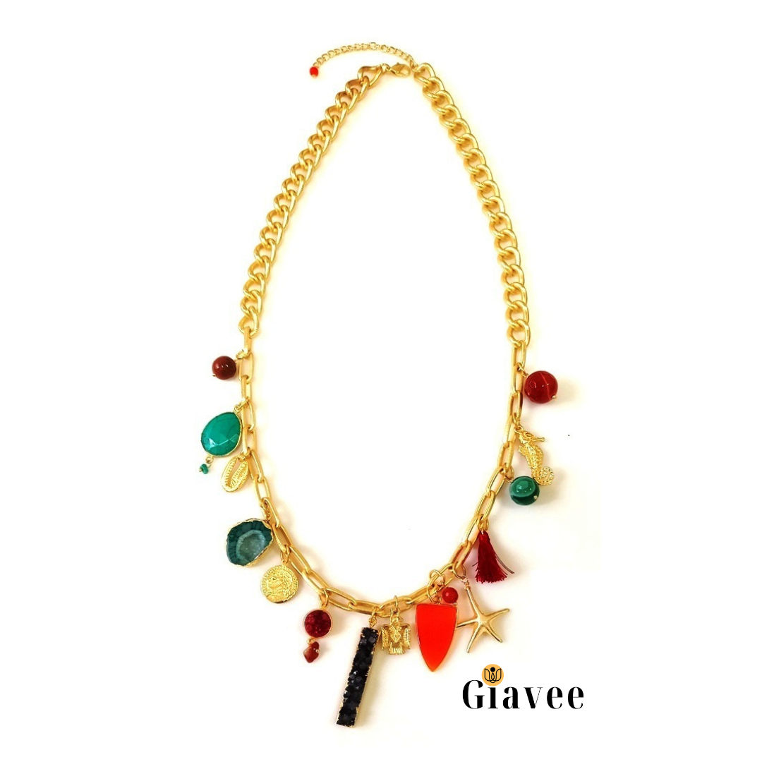 Multi Semiprecious Charm Necklace image 1