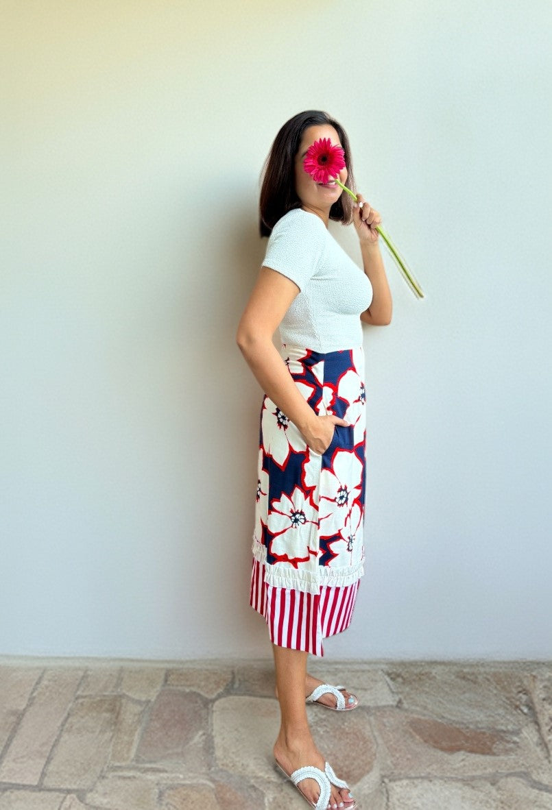 Floral Stripe Skirt with Pockets image 5