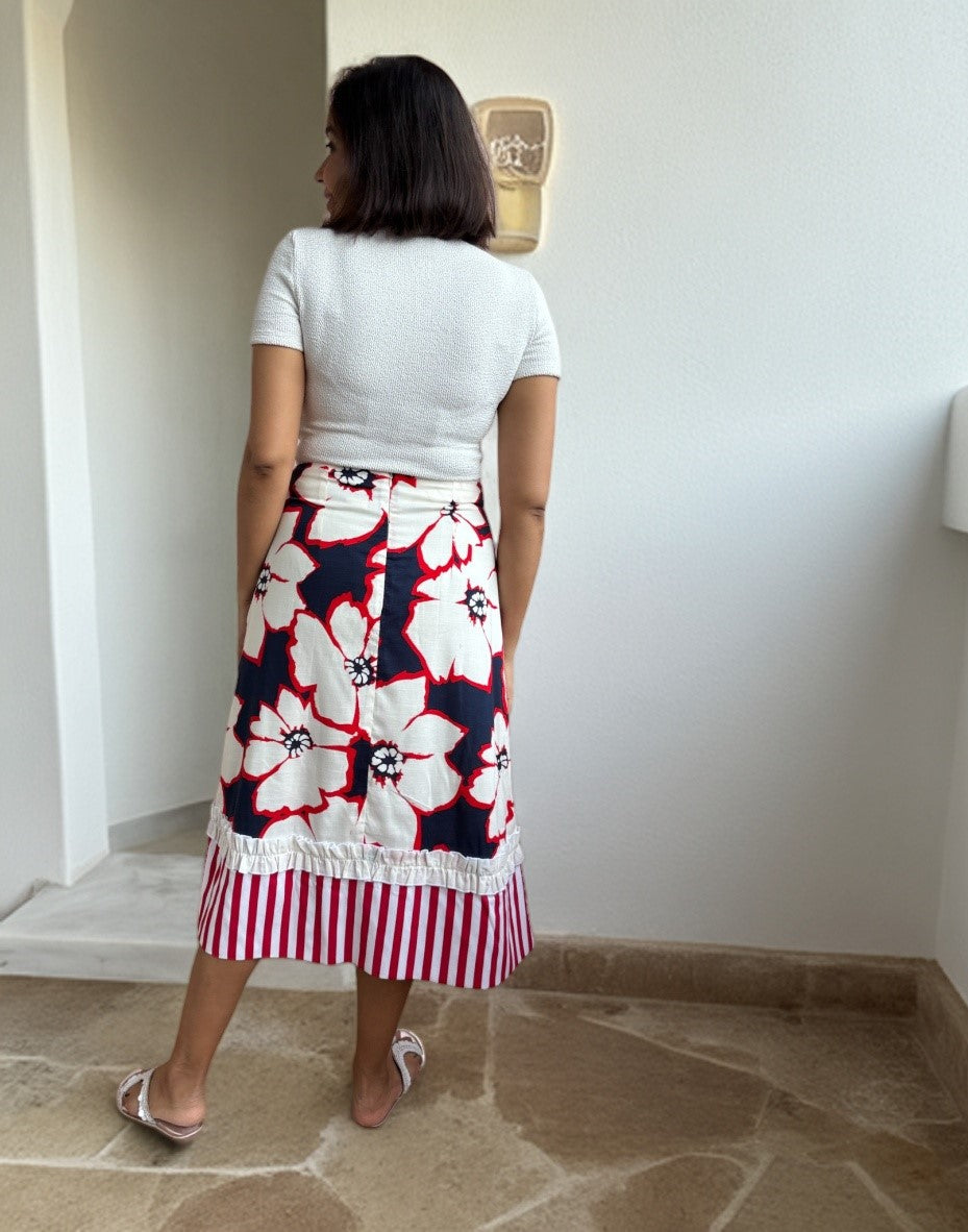 Floral Stripe Skirt with Pockets image 3