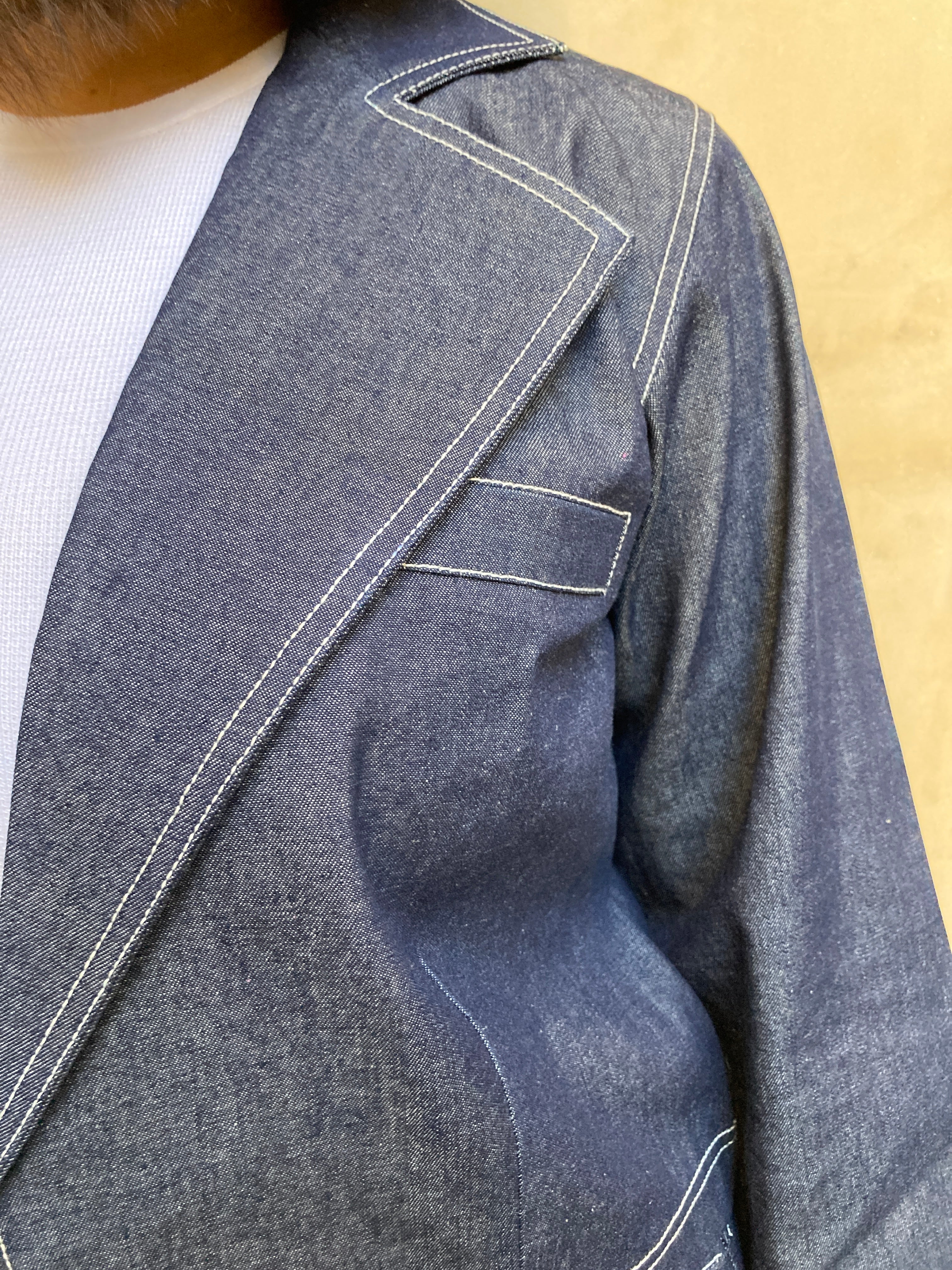 Blue Denim Cropped Blazer Jacket image 2