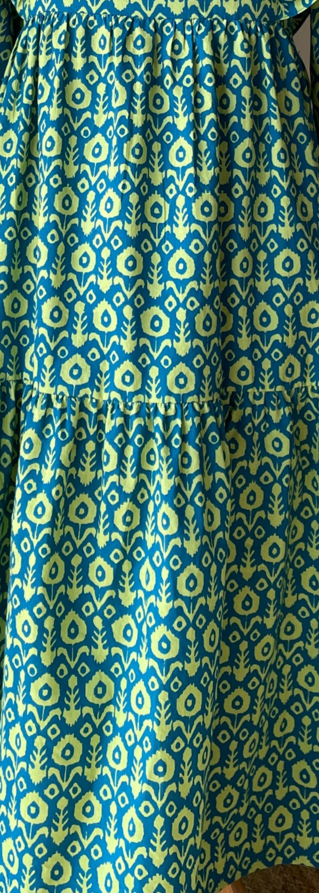 Green Blue Long Frill Dress image 3