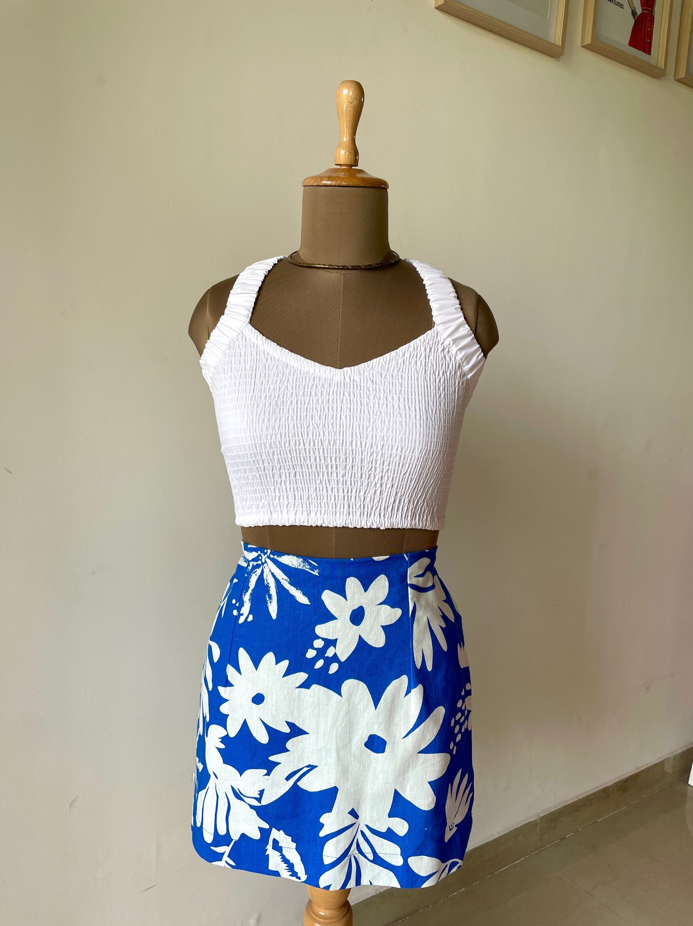 White Smocked Crop Top image 3