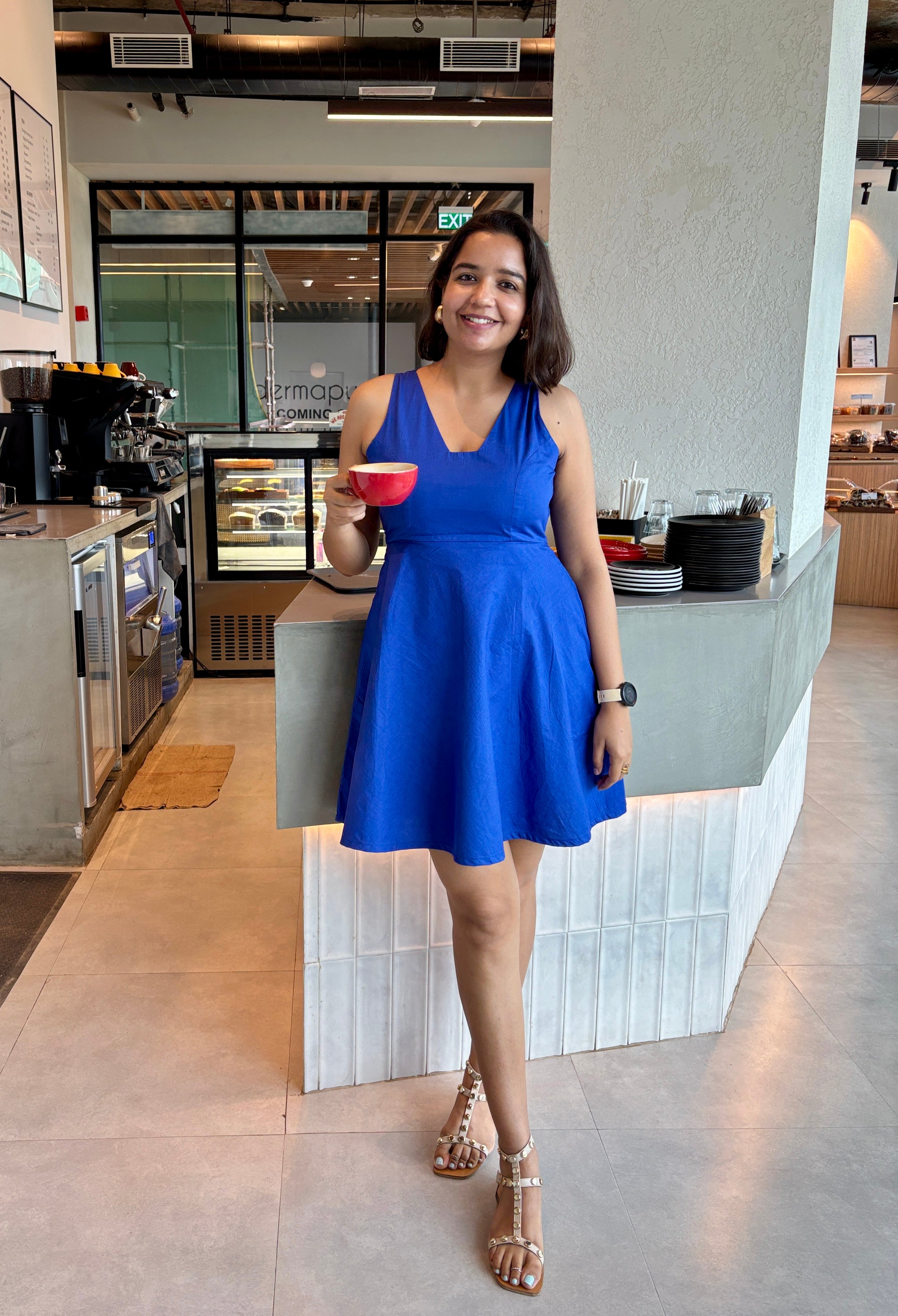 Blue Cotton Skater Dress image 6