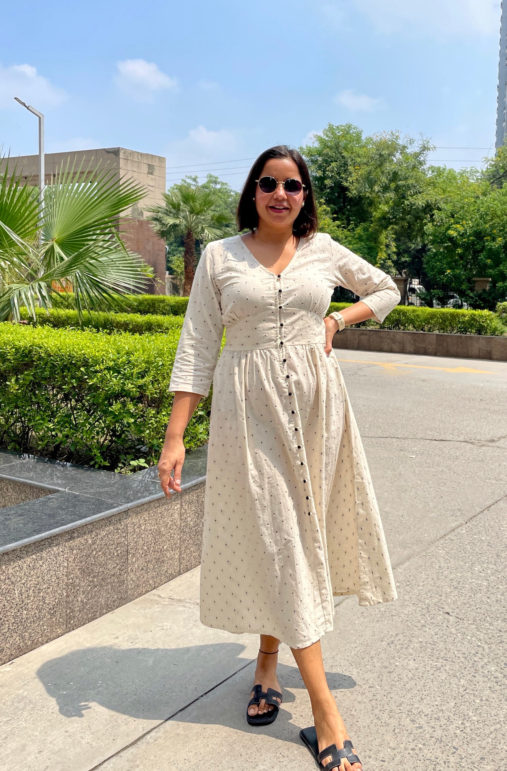 Beige Butta Midi Dress image 1