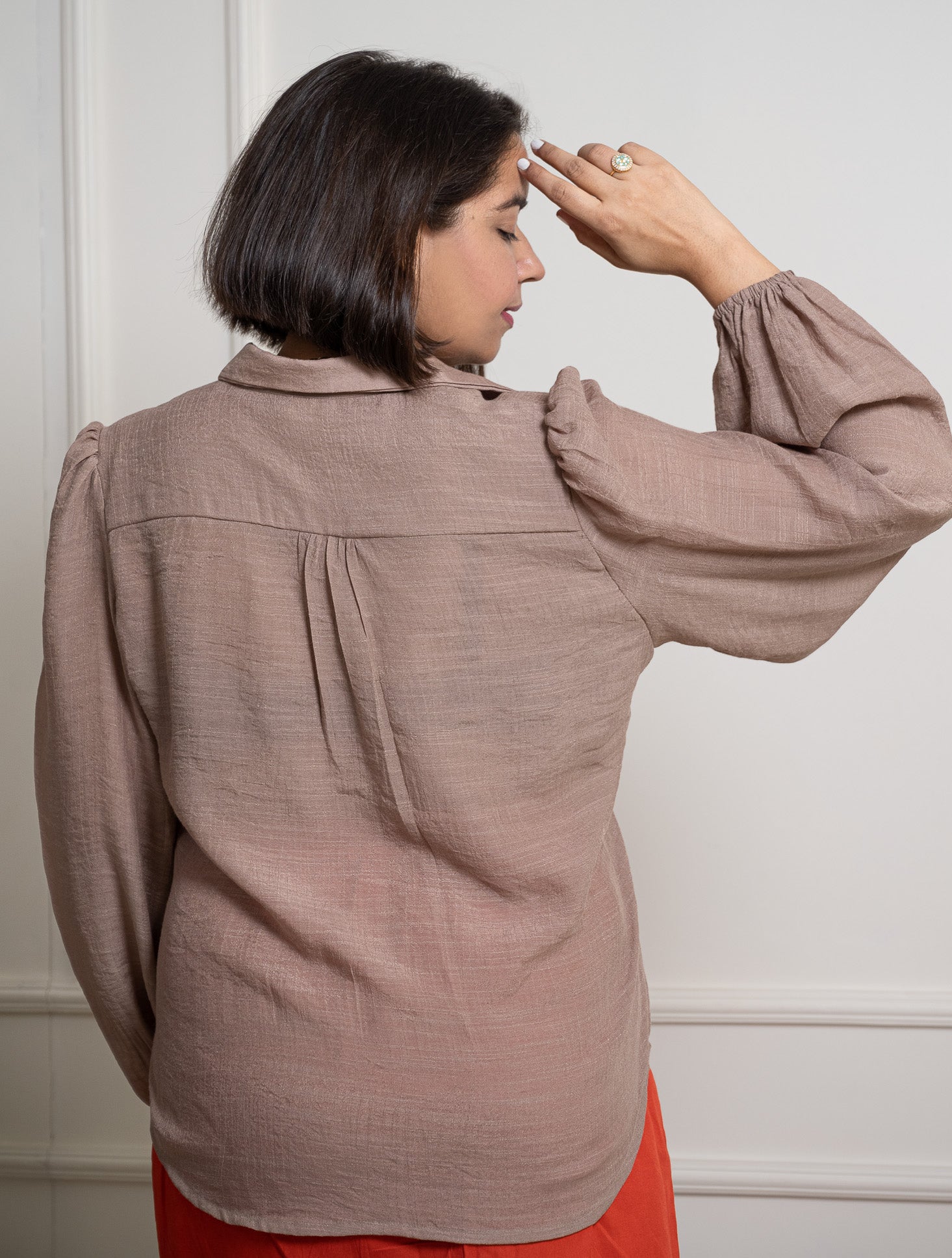 Solid Brown Sheer Shirt image 4