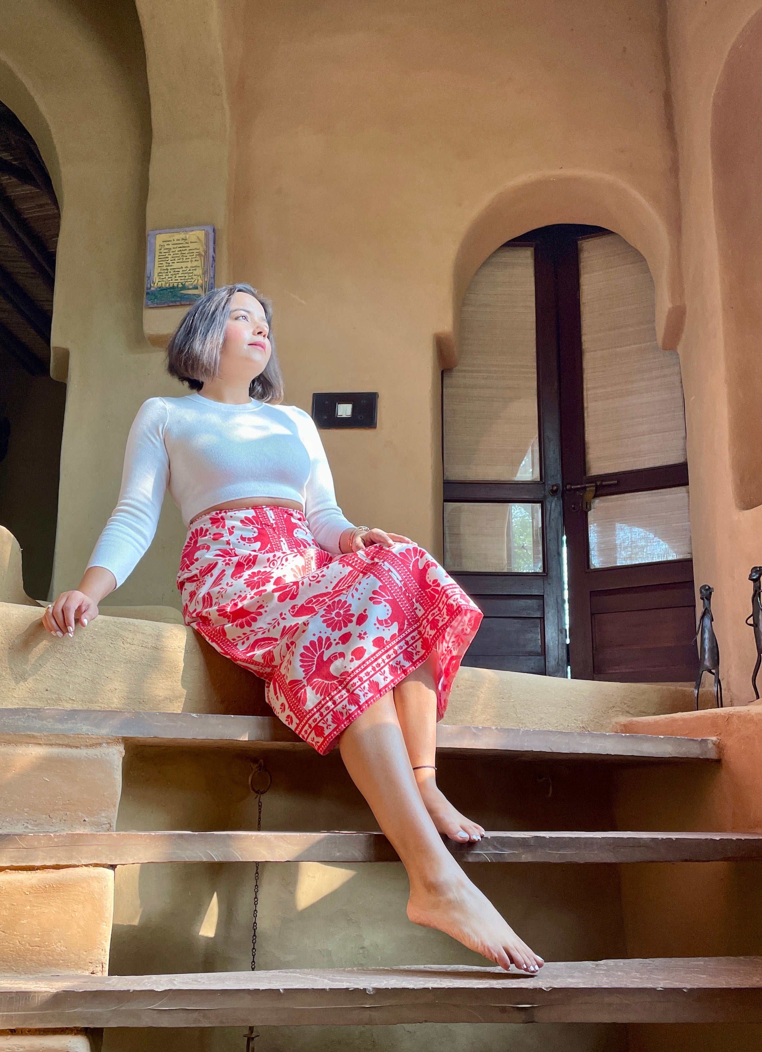 Bird Printed Midi Skirt image 3