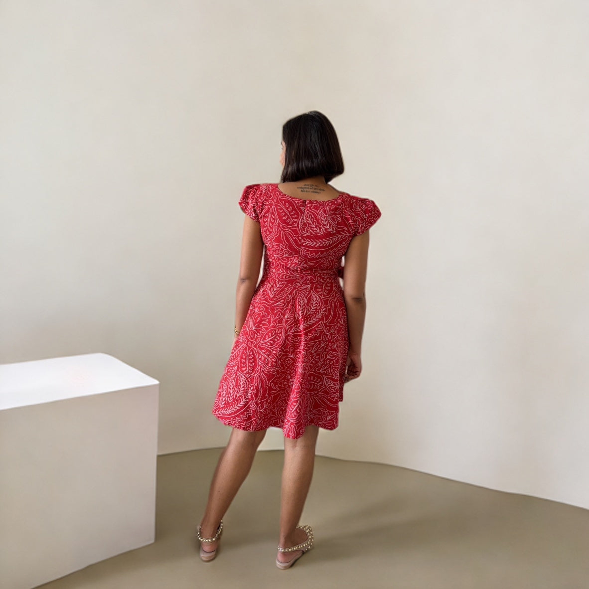 Red Seersucker Skater Dress image 1