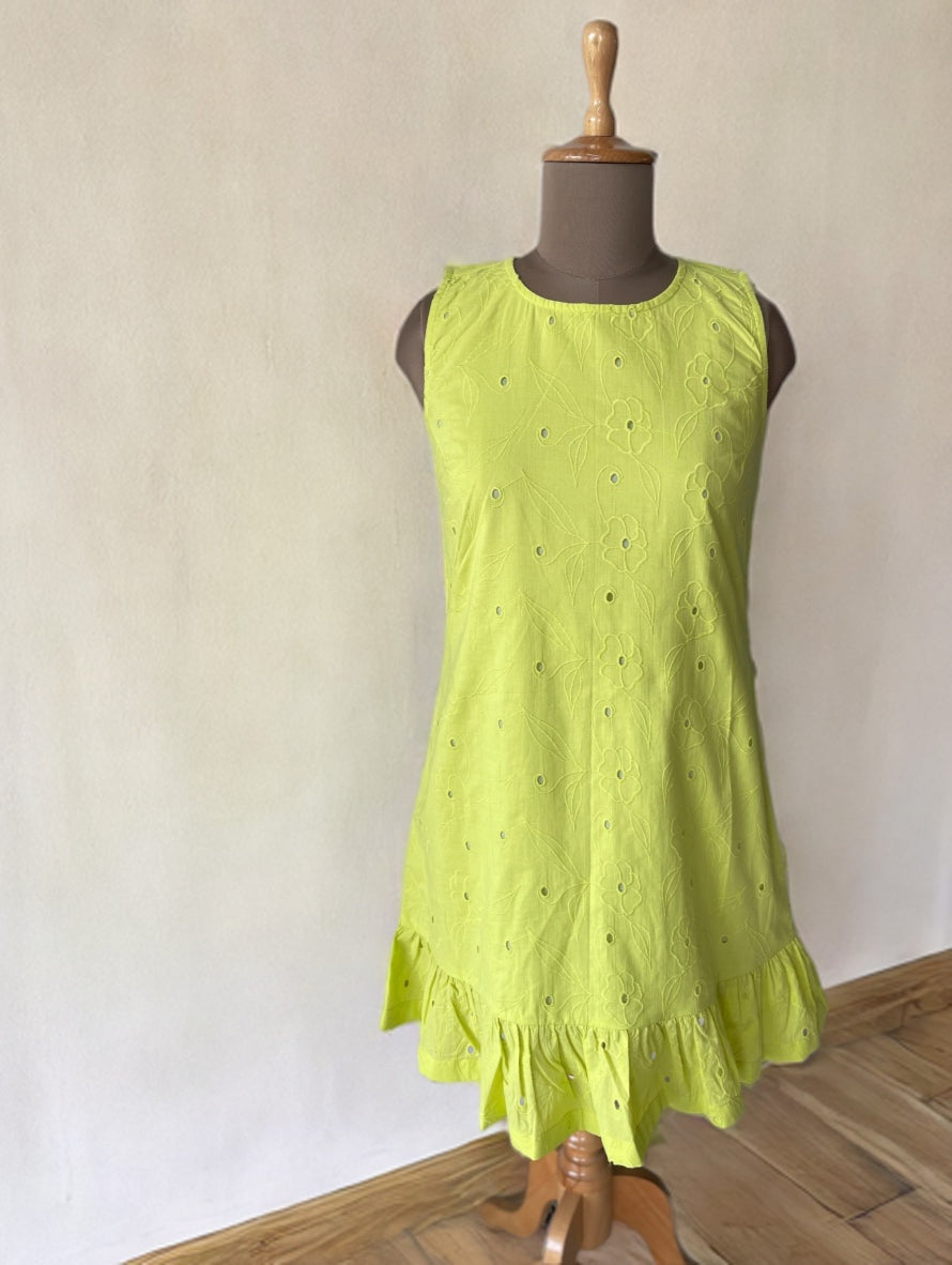 Lime Green Hakoba Cotton Dress image 0