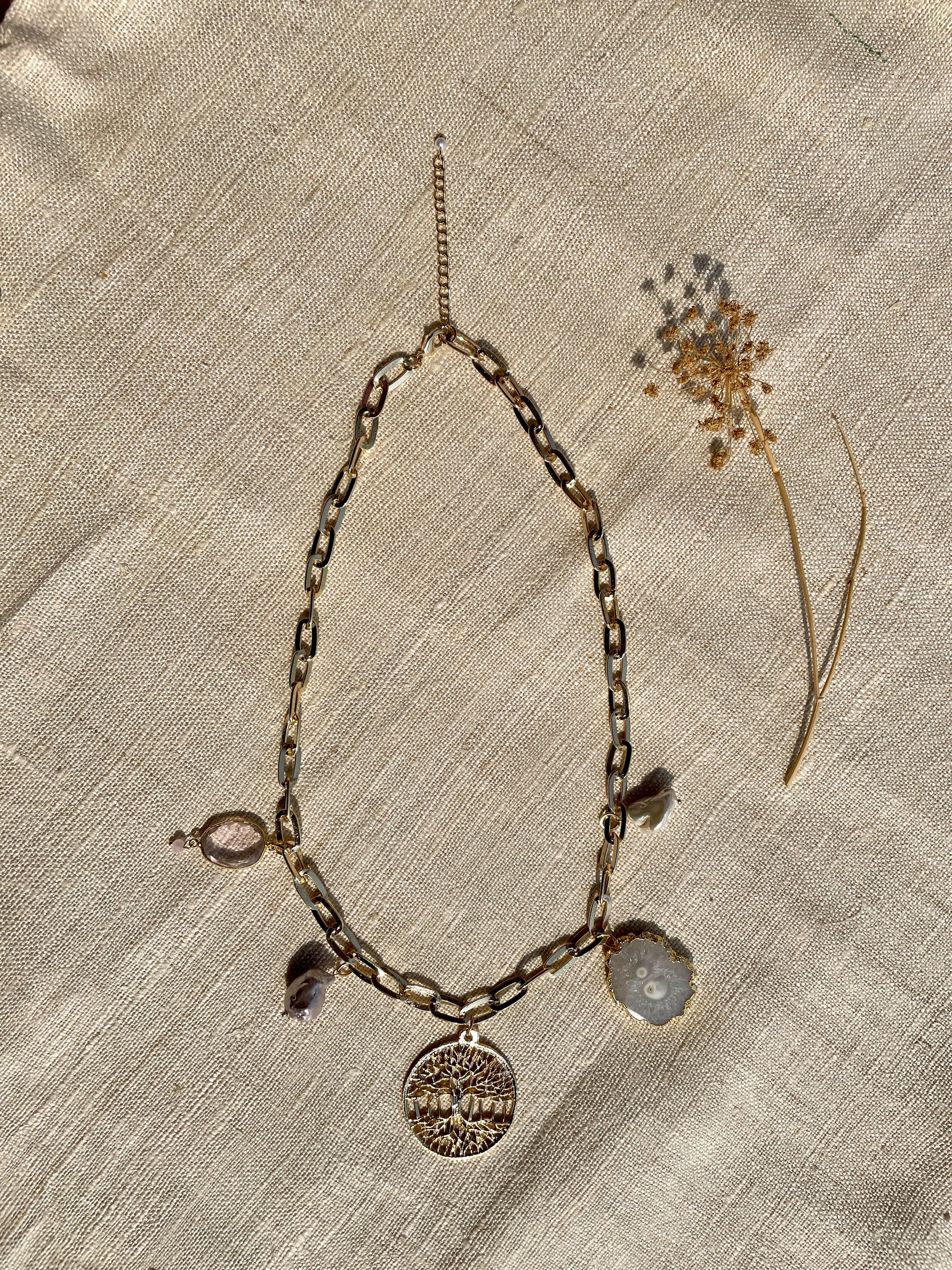 Semi Precious Agate Stones Charm Necklace image 2