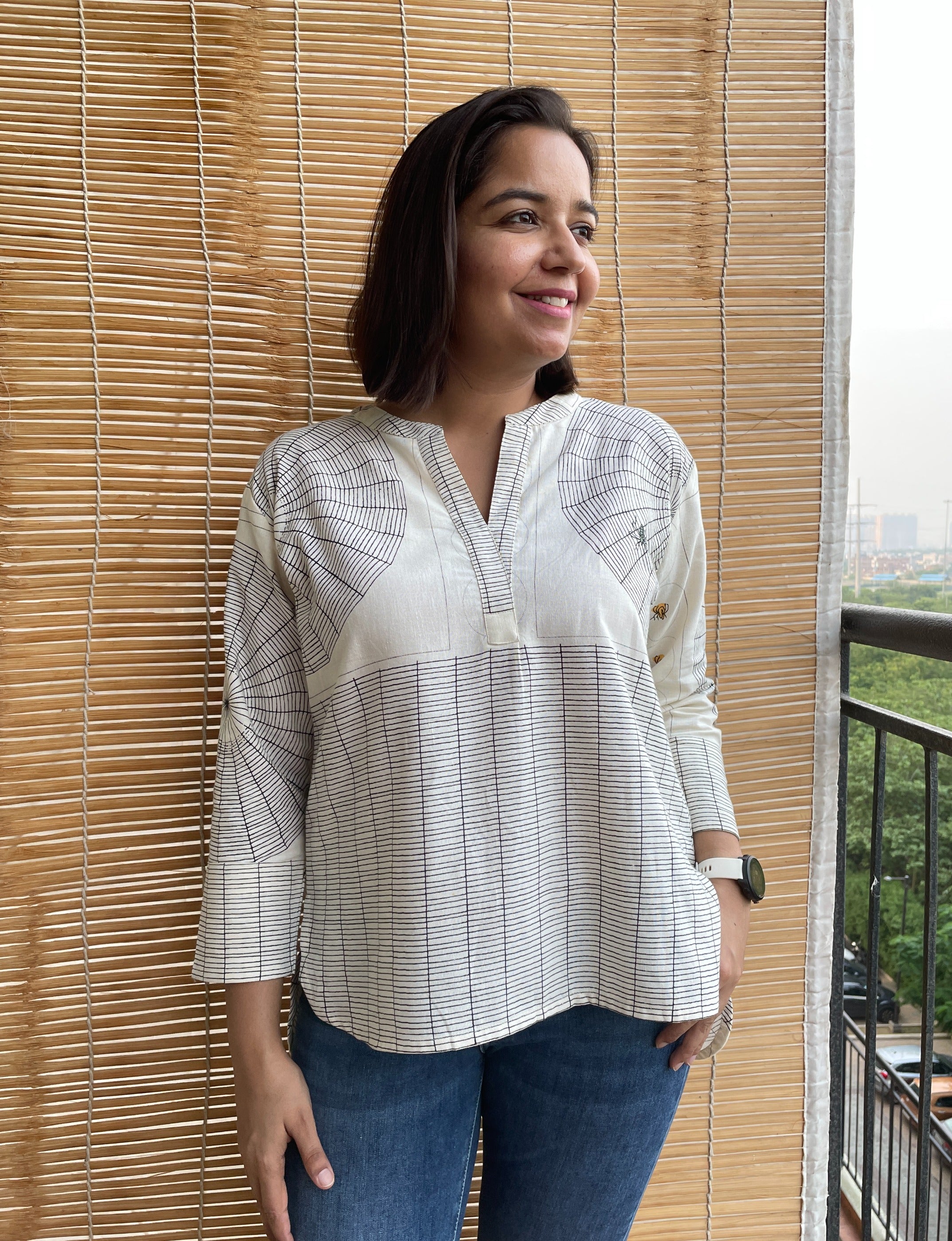 Quirky Print Beige Top image 0