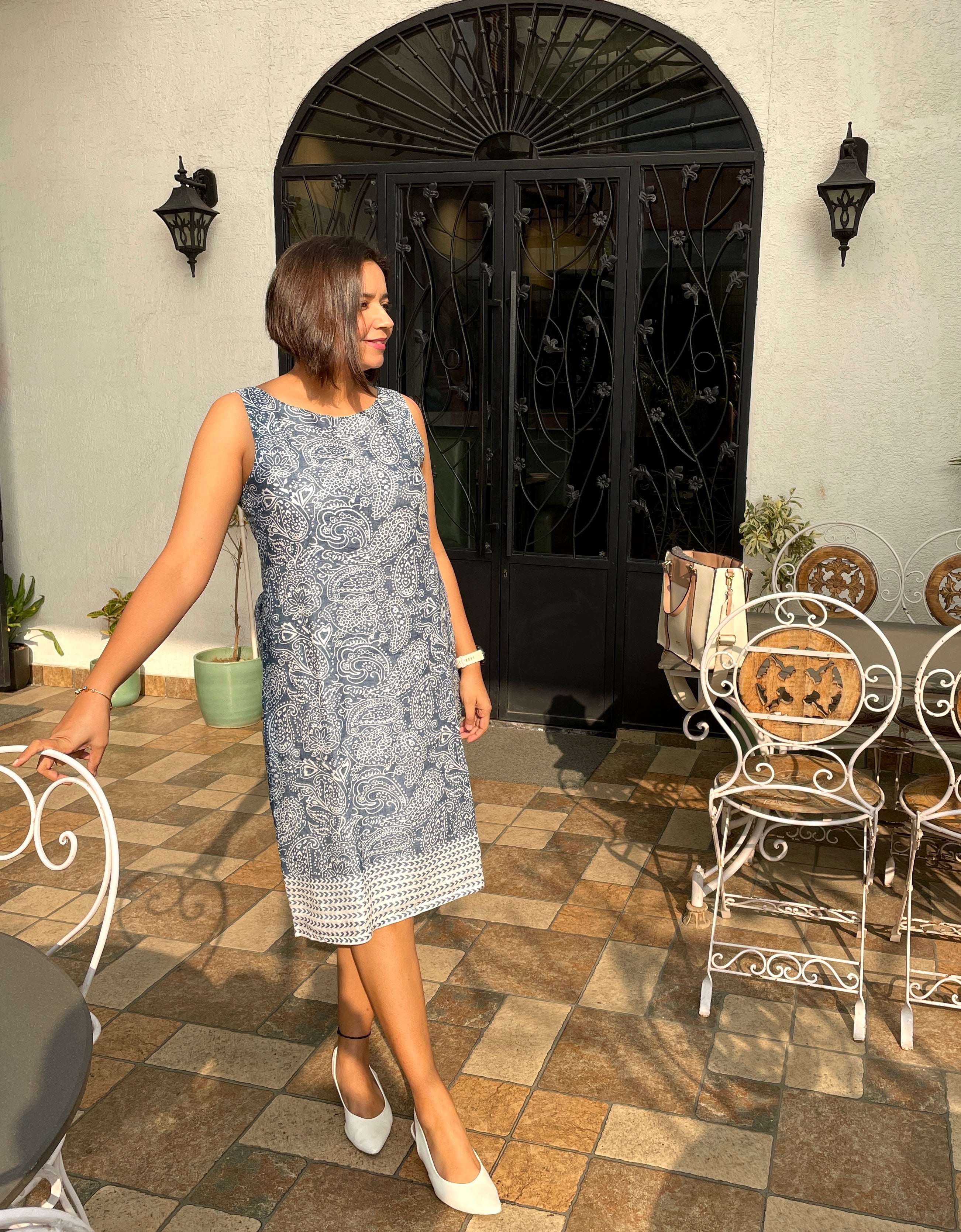 Blue Linen Midi Dress image 1