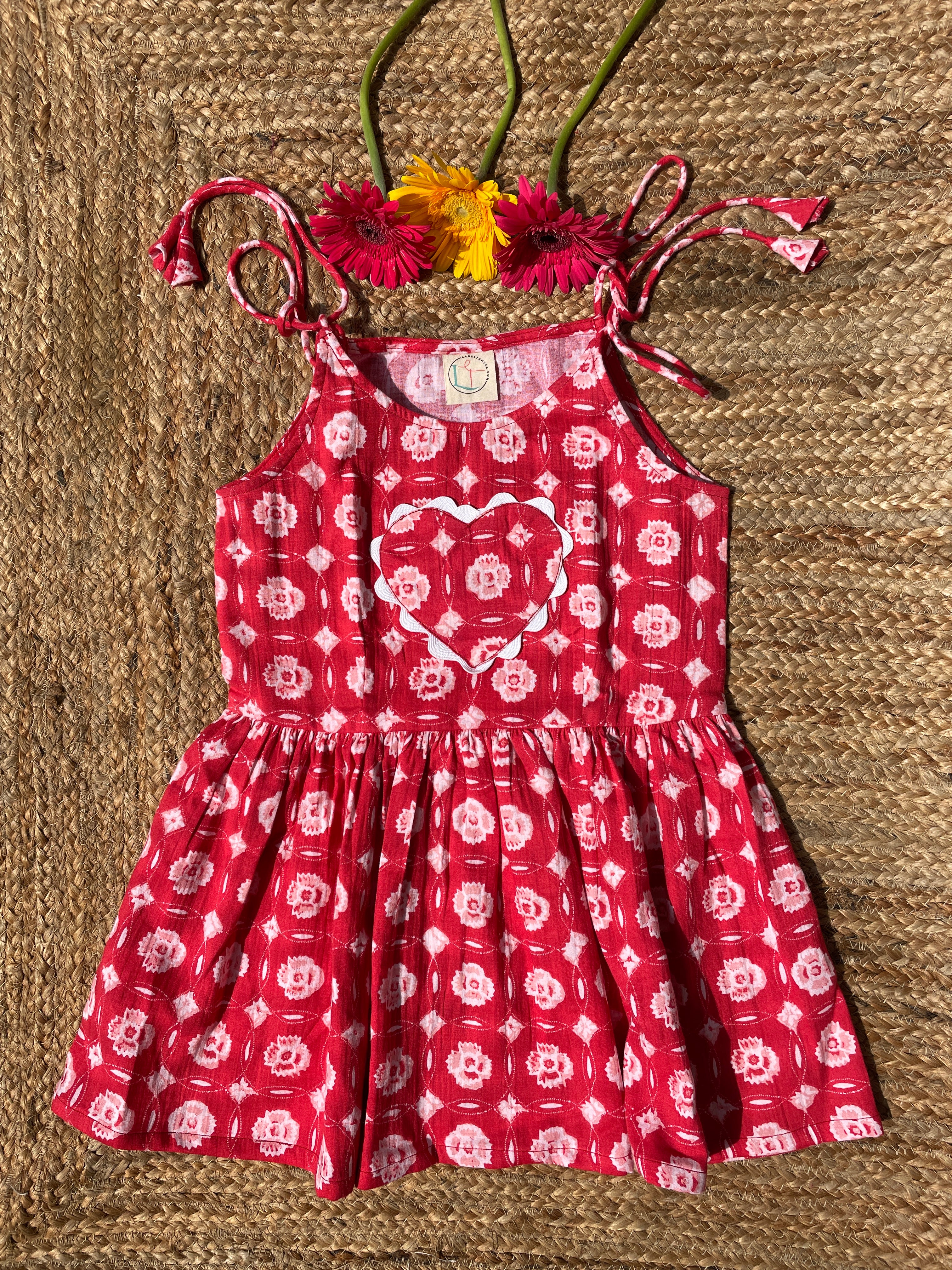 Red Tie Up Girls Dress image 0