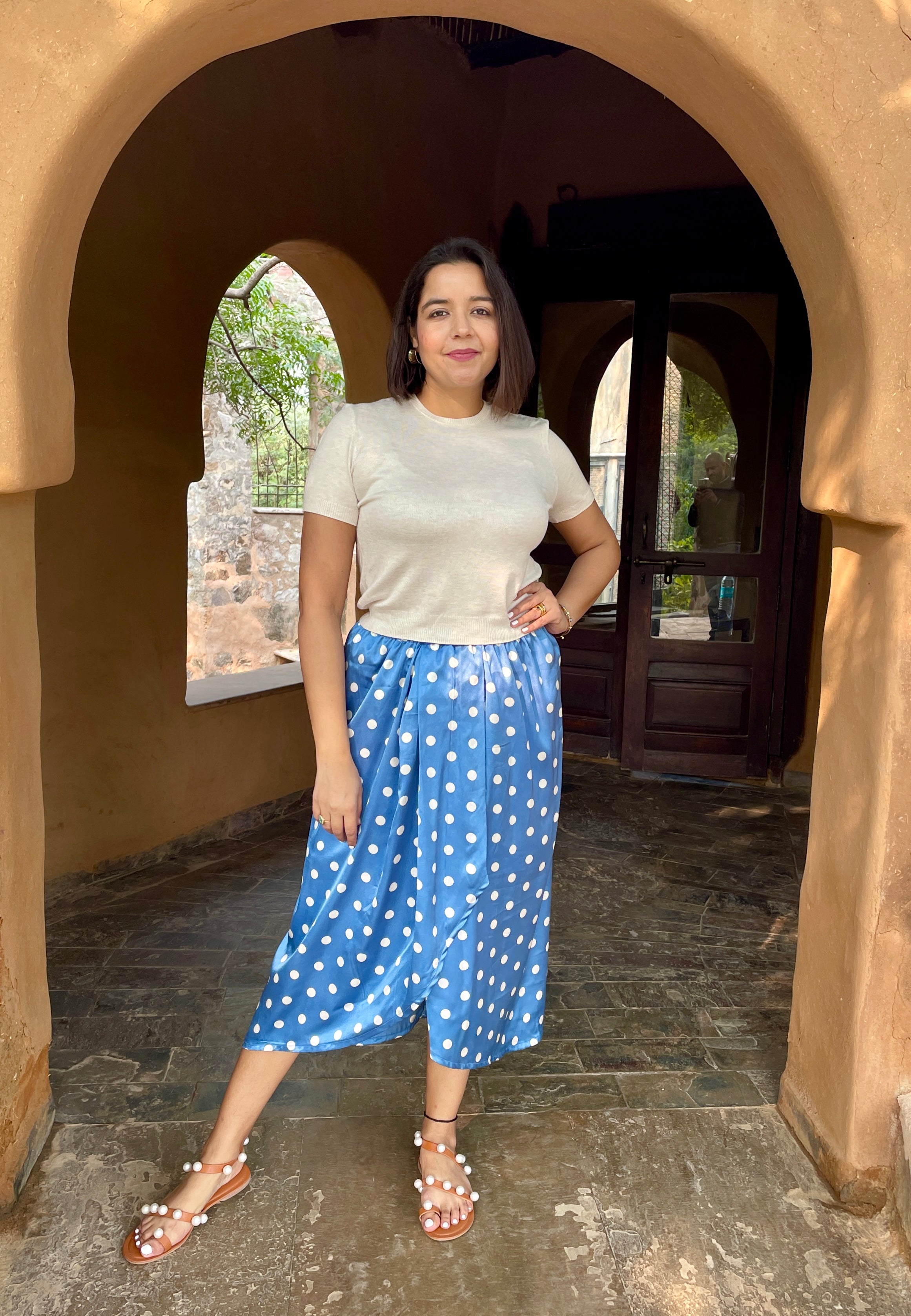 Blue Polka Dot Dhoti Skirt image 3