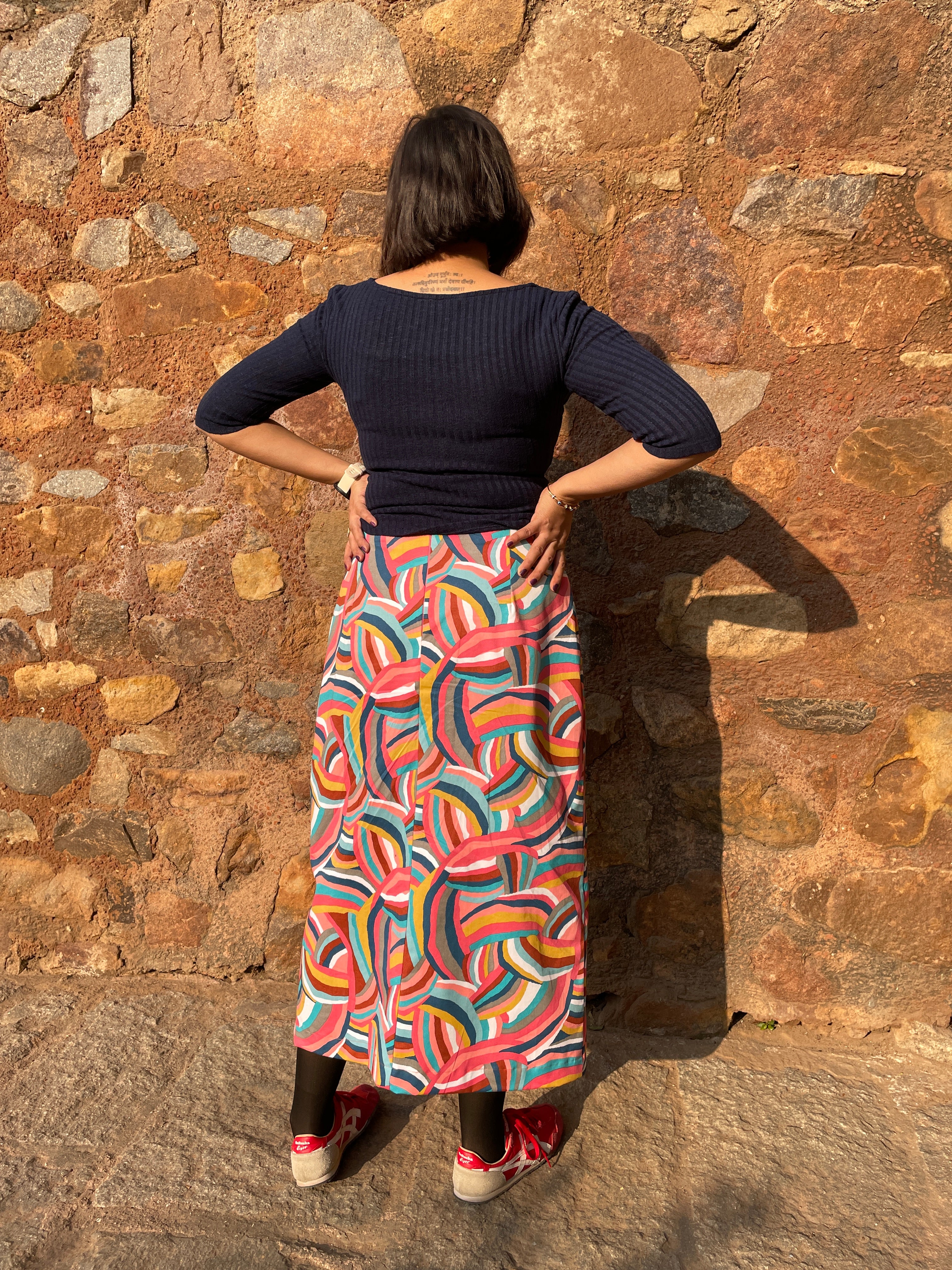 Rainbow Front Slit Midi Skirt image 2
