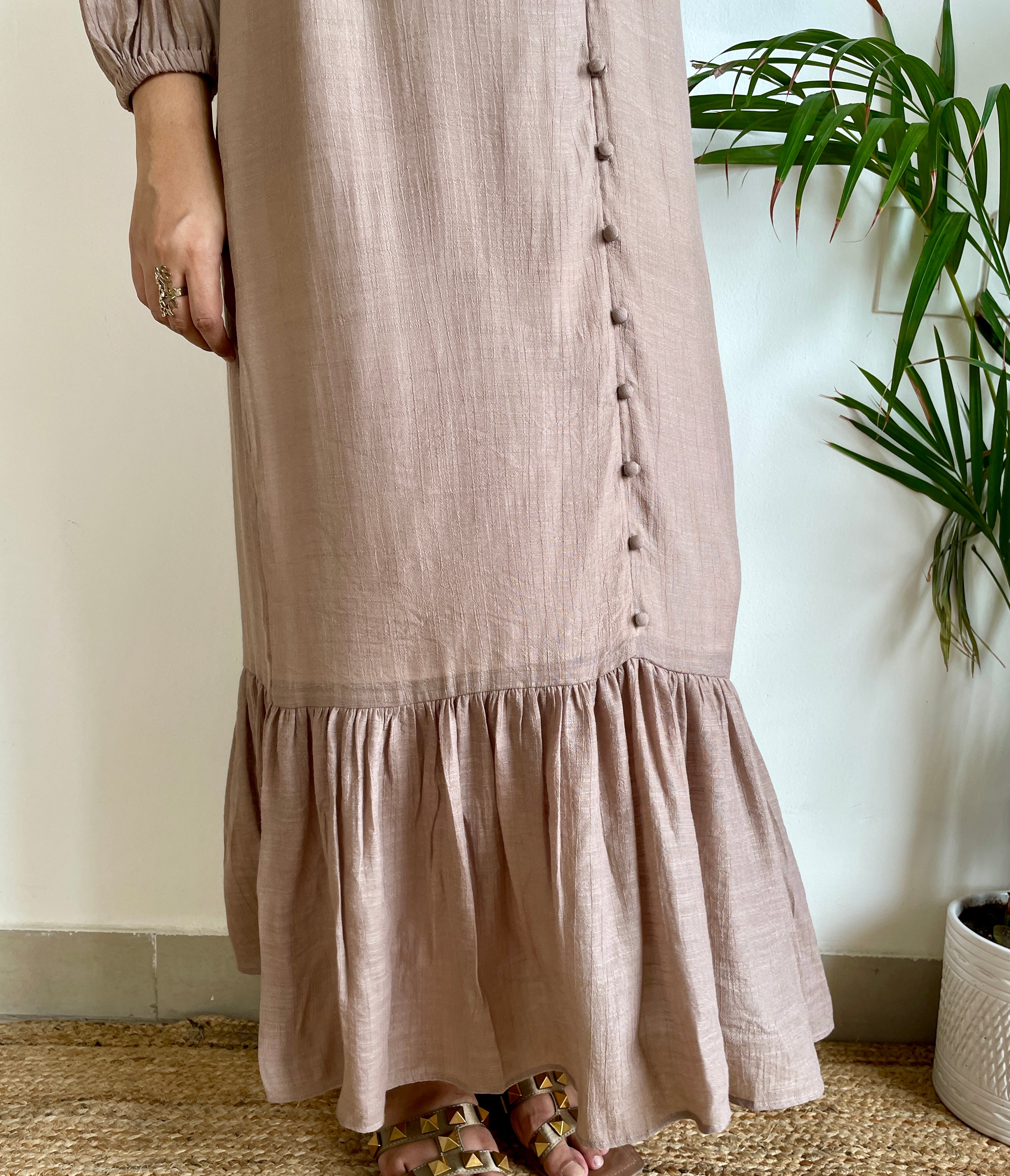 Solid Brown Maxi Dress image 4