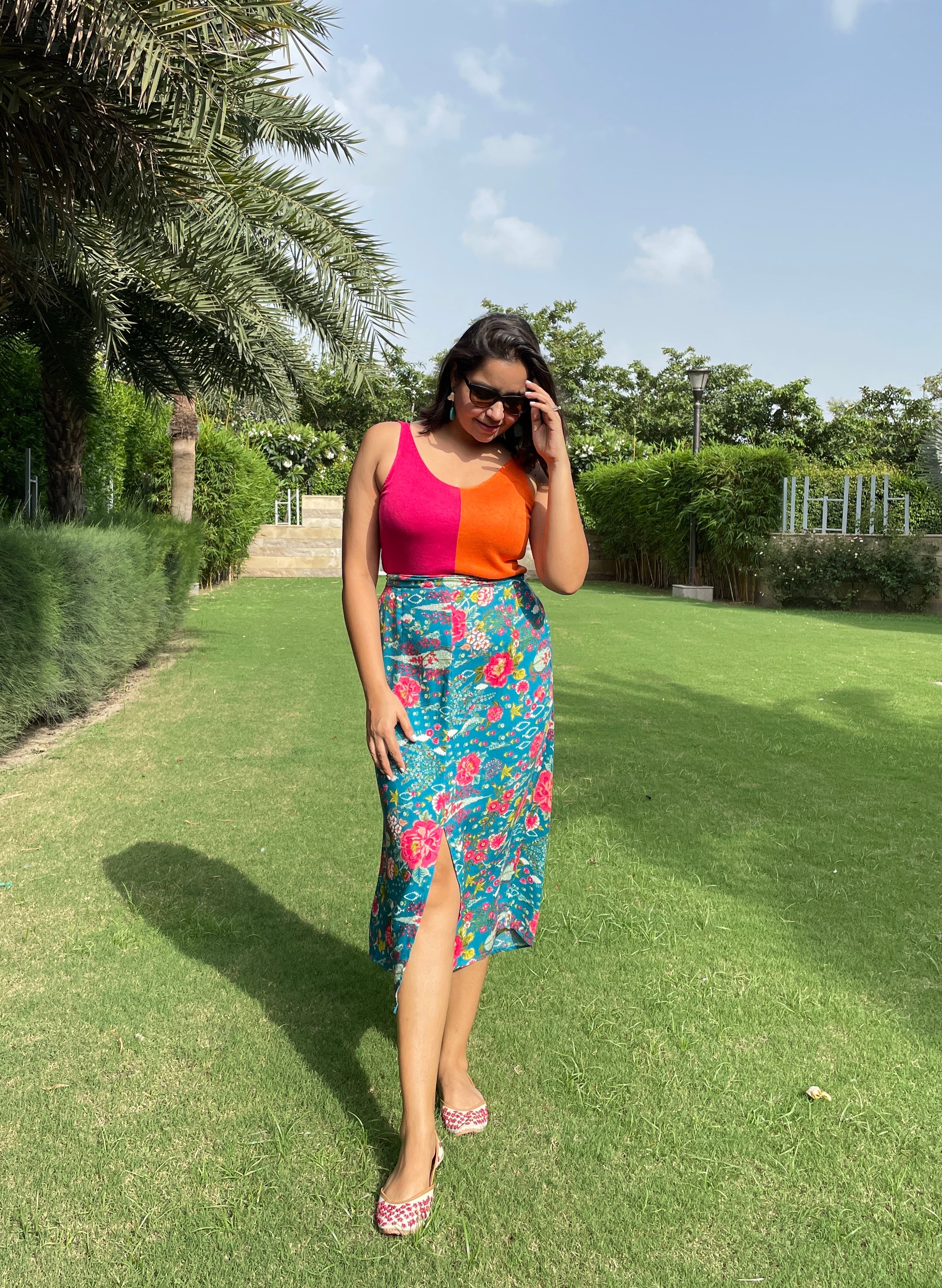 Green Floral Skirt image 5