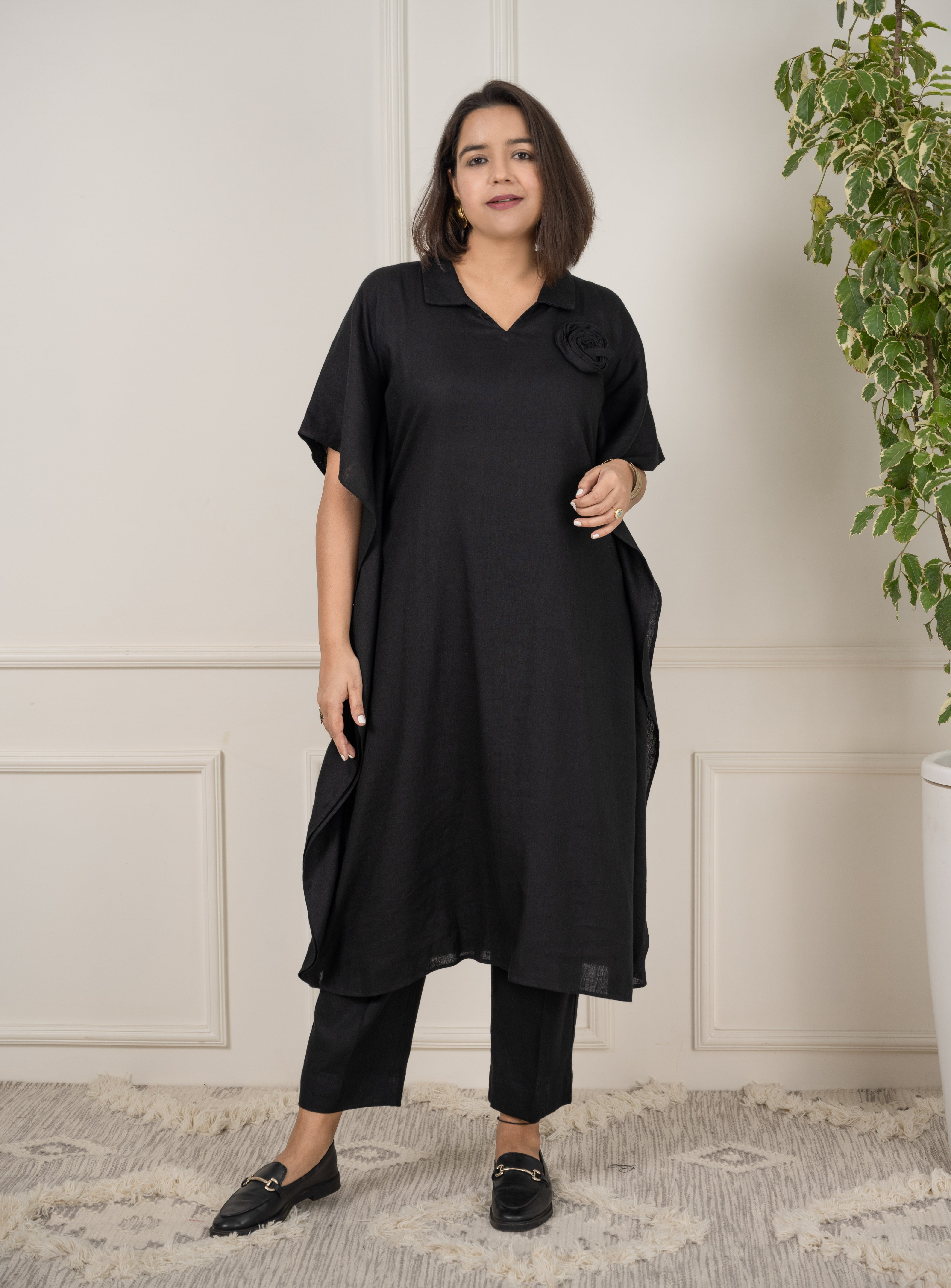 Linen Black Kurta Set image 0