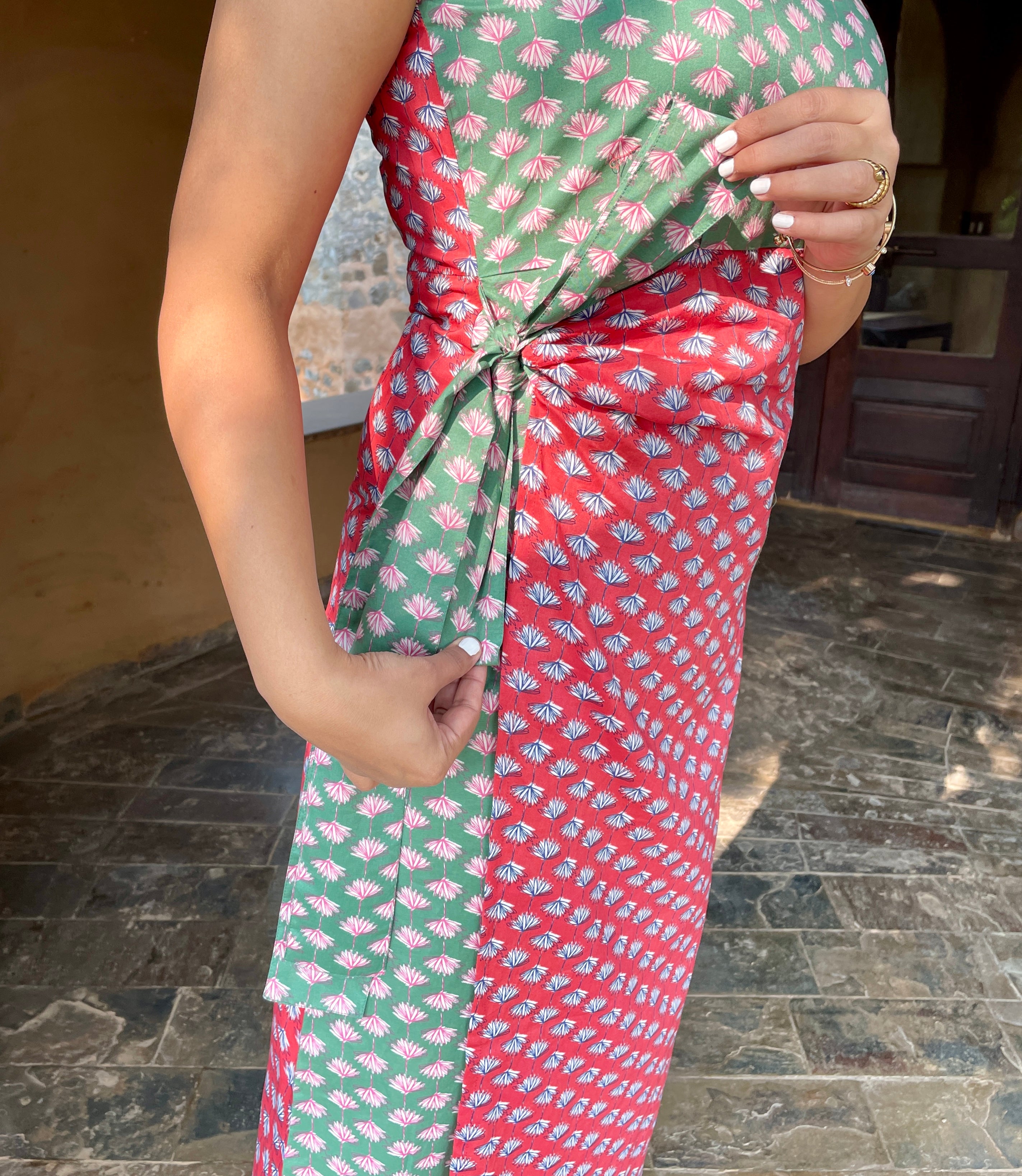 Red Green Wrap Dress image 5