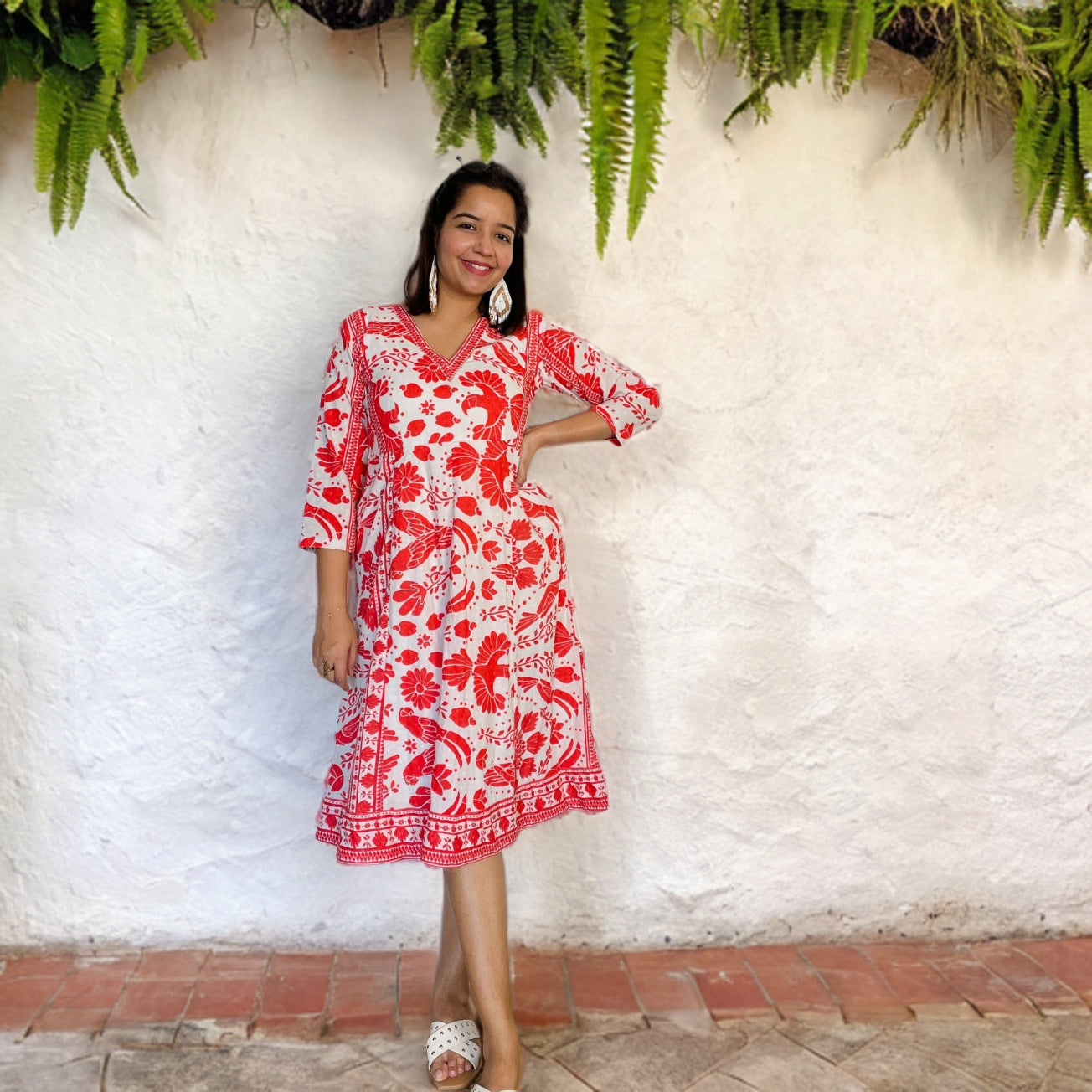 Bird Print A-Line Dress image 1