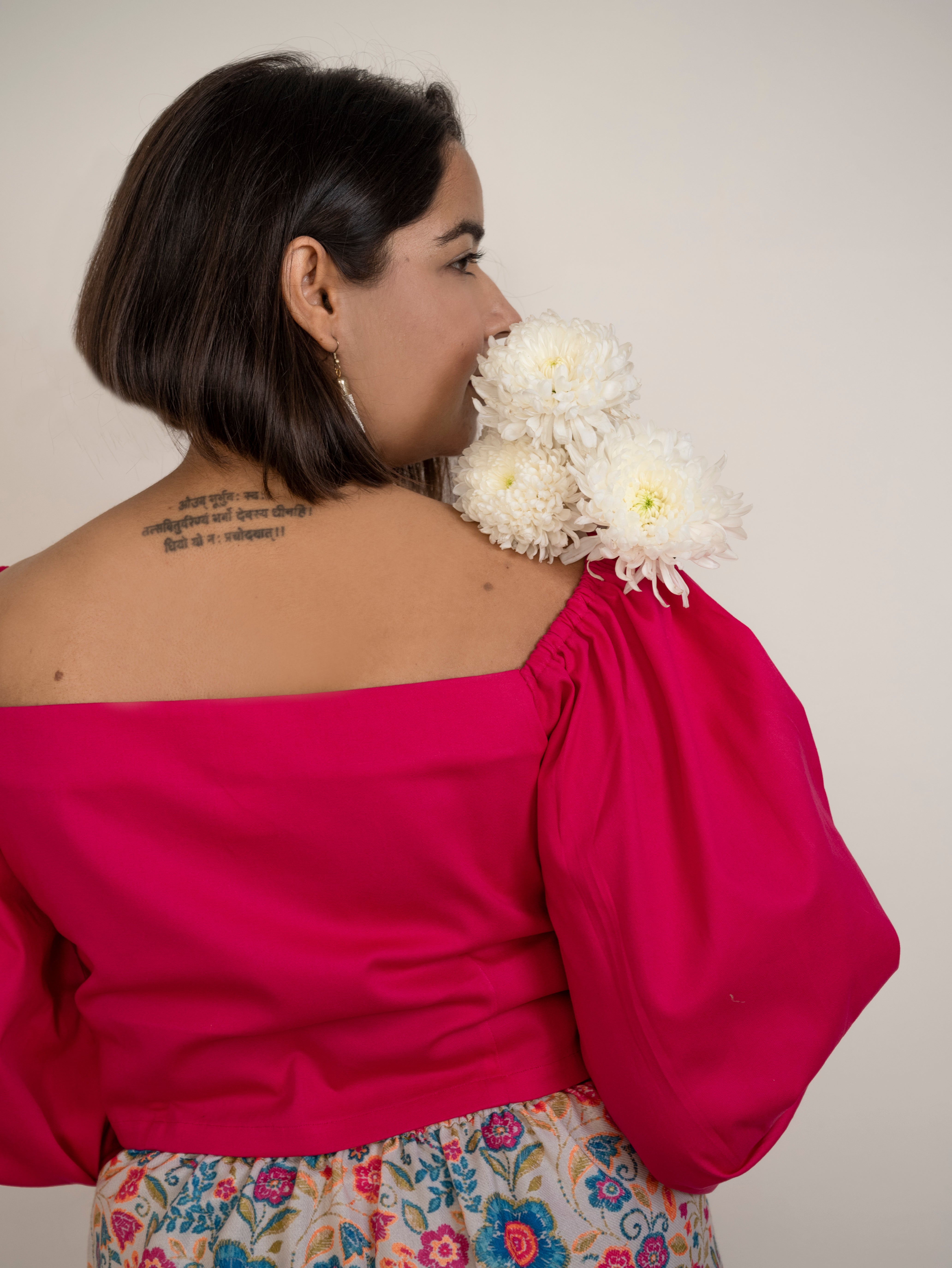 Magenta Balloon Sleeves Top image 1