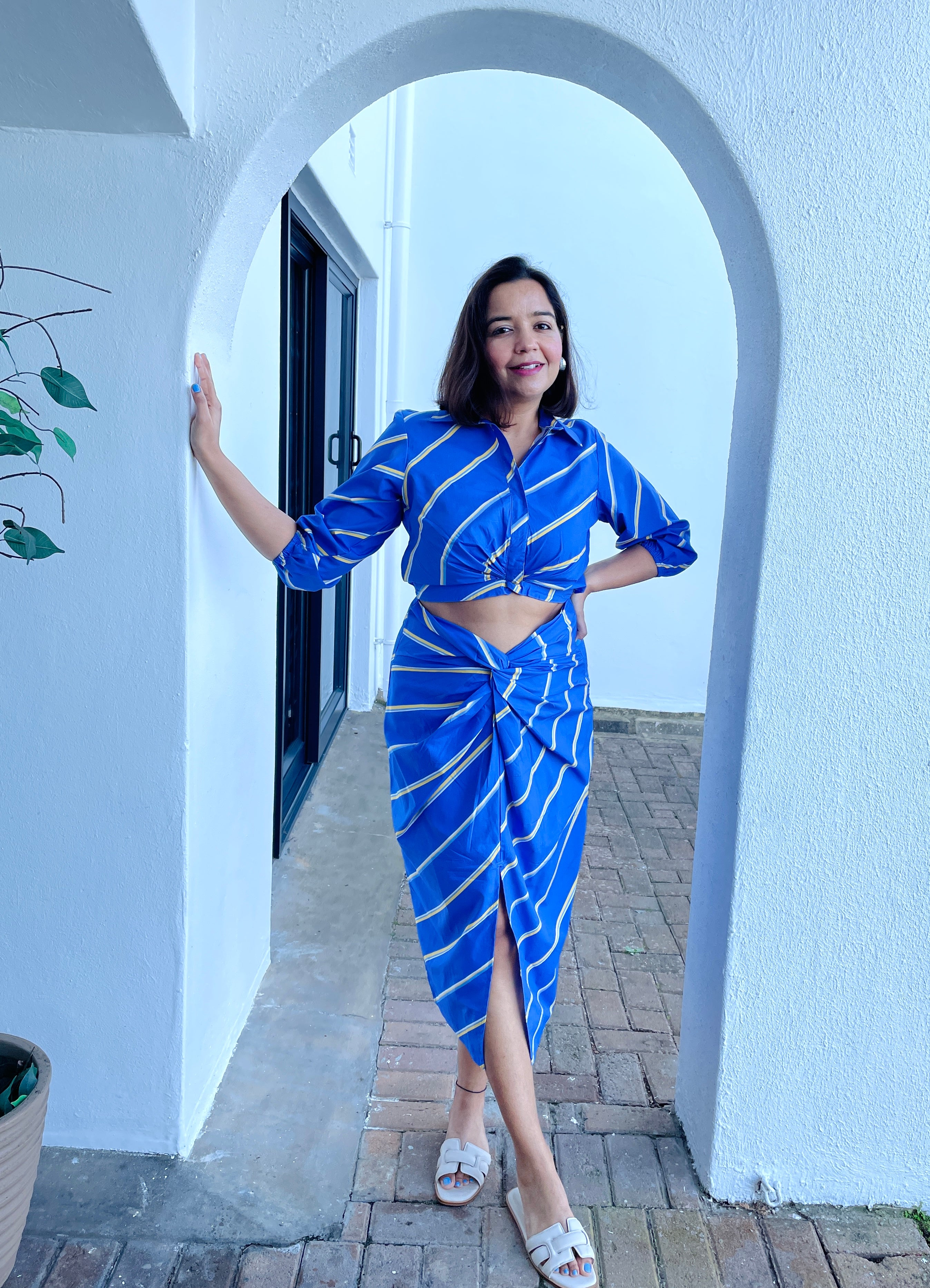 Blue Stripe  Knot Top image 3