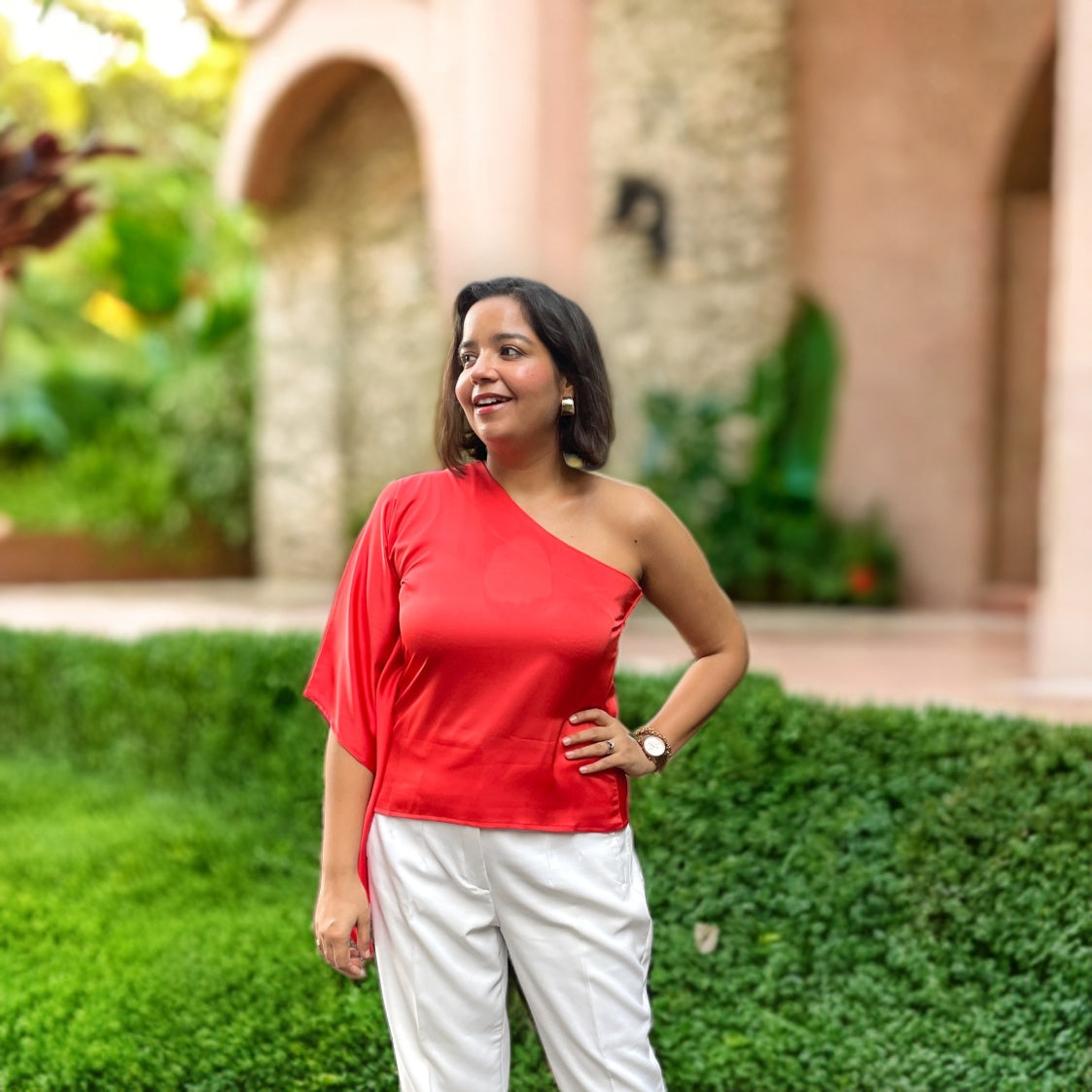 Orange One Shoulder Top image 0