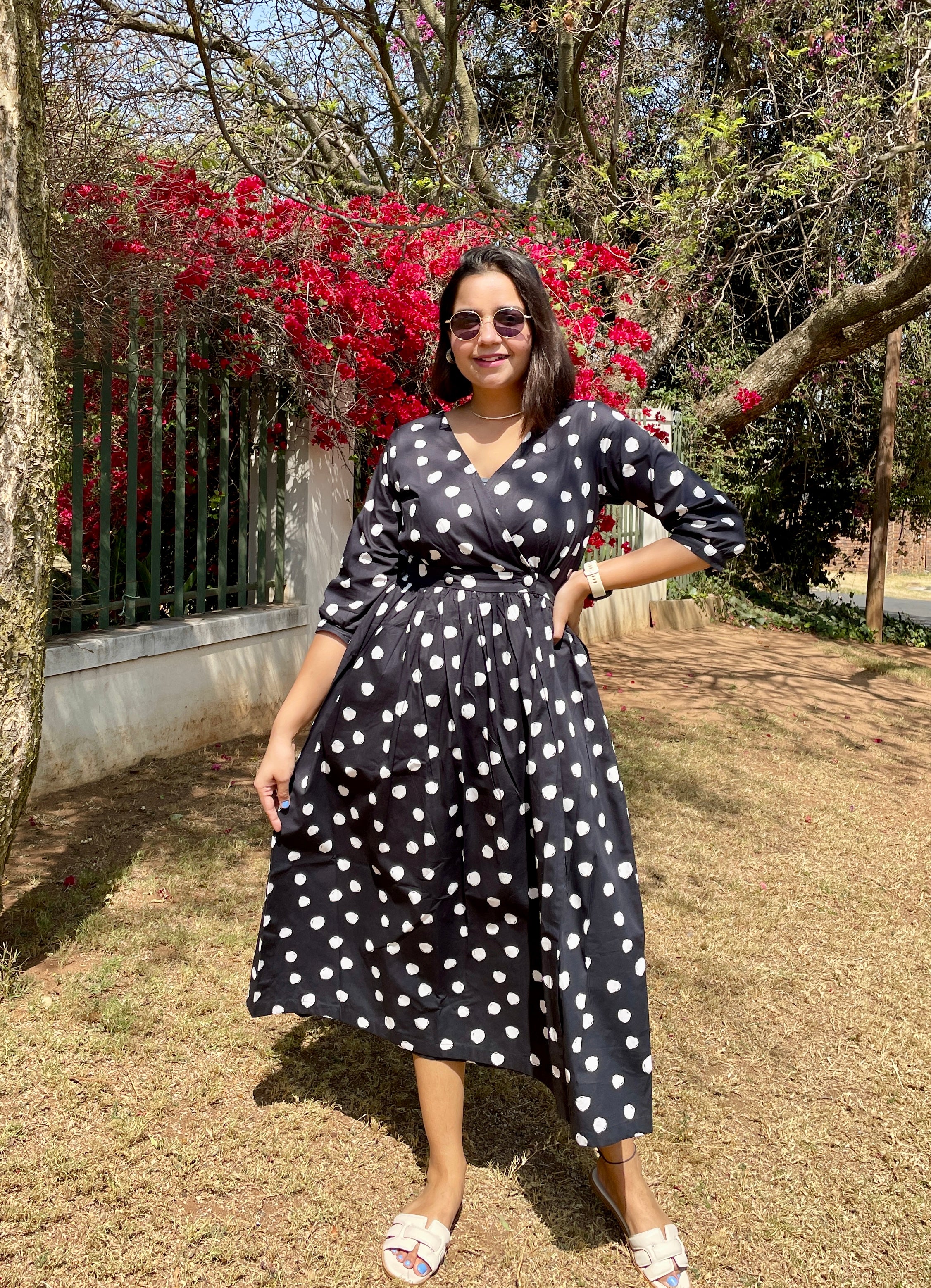 Black Polka Wraparound Dress image 5