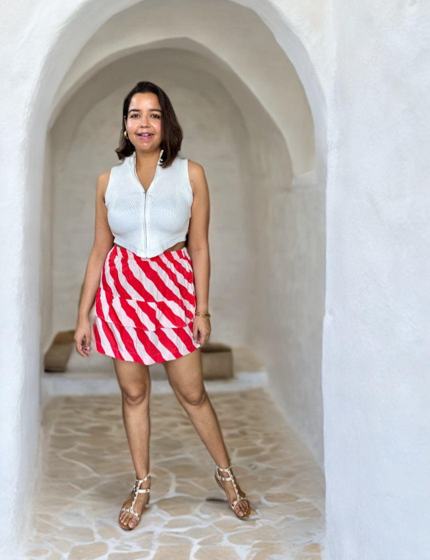 Red Stripe Mini Skirt image 0