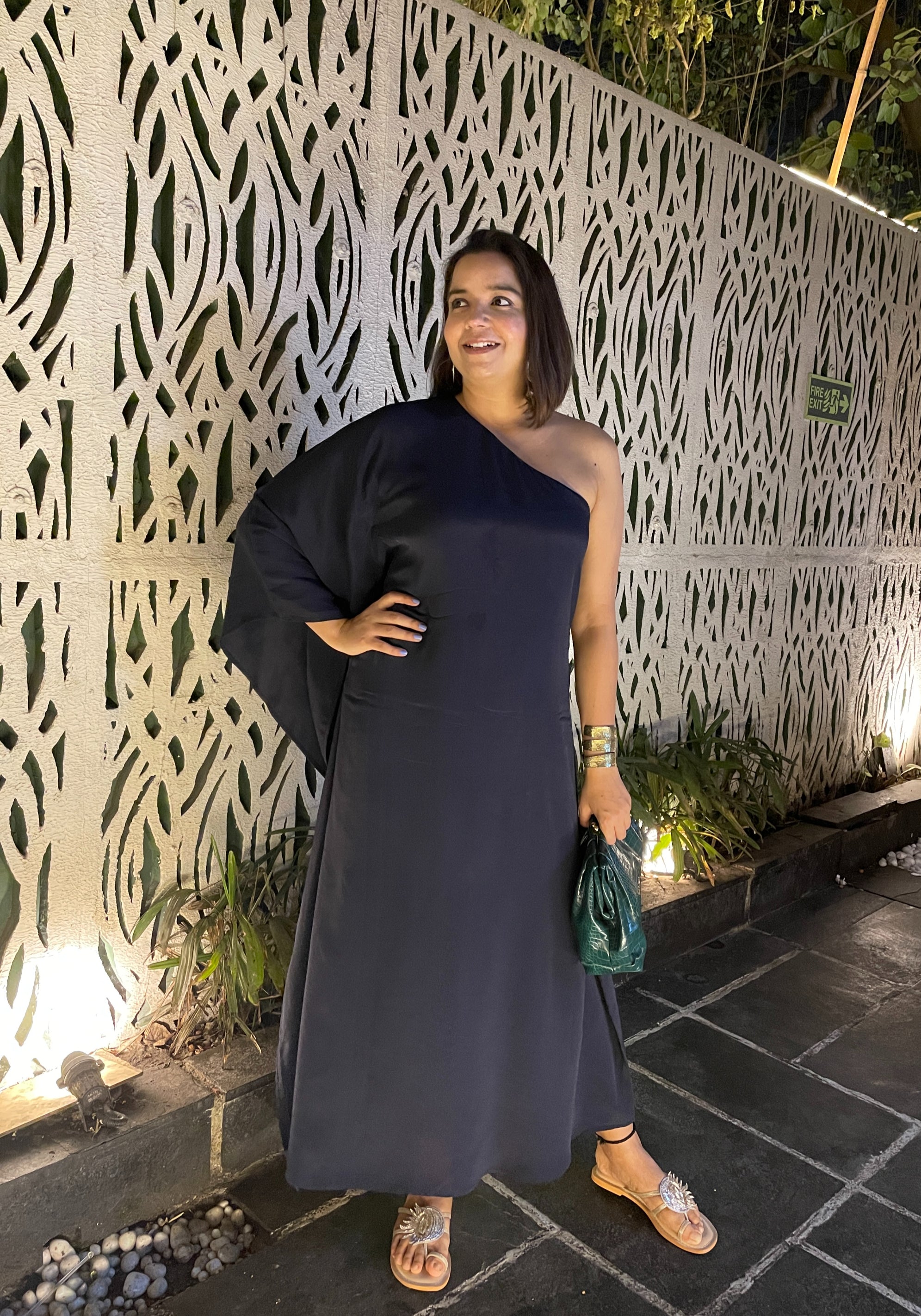 Navy Blue One Shoulder Kaftan image 1