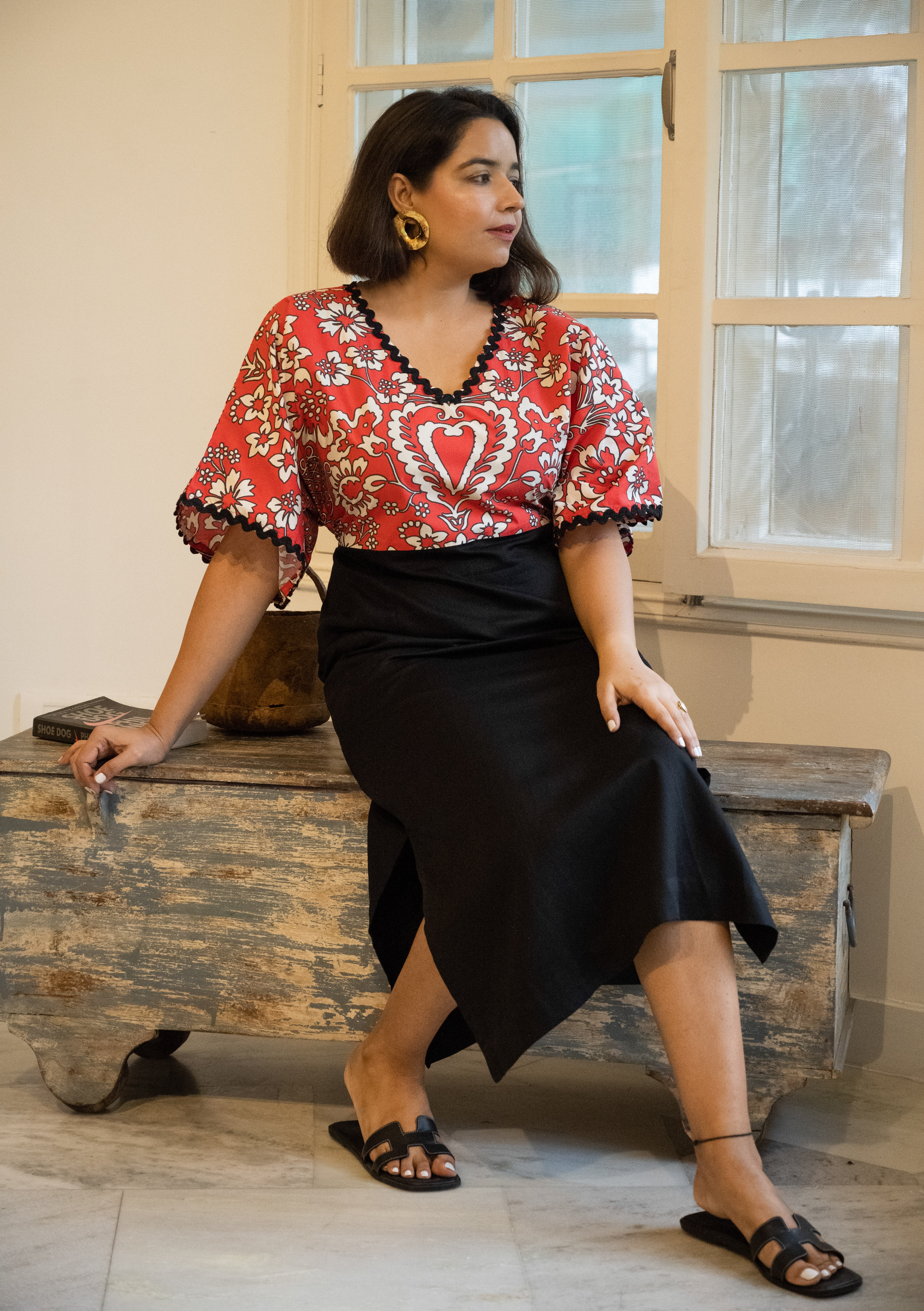 Red Black Kaftan Dress image 4