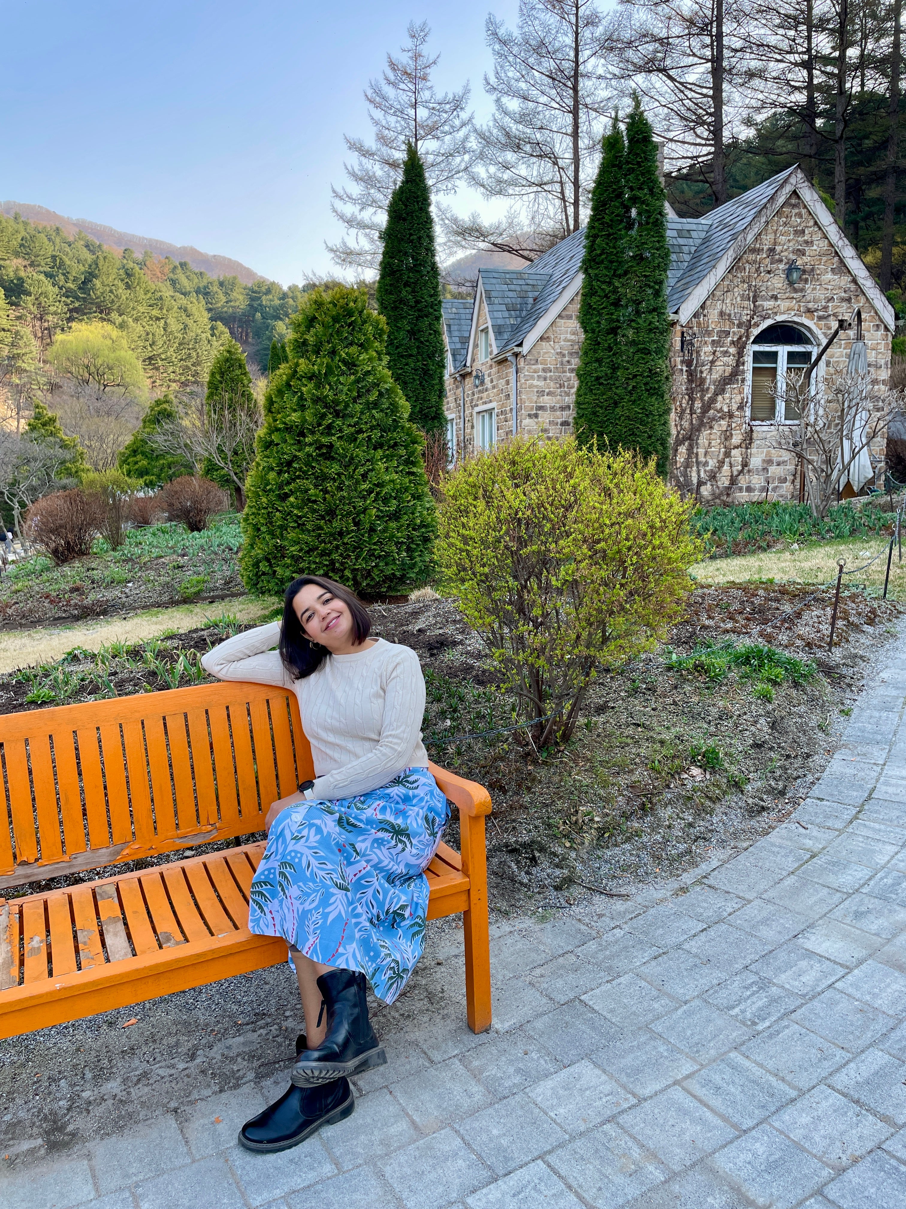 Blue Topical Printed Midi Skirt image 3