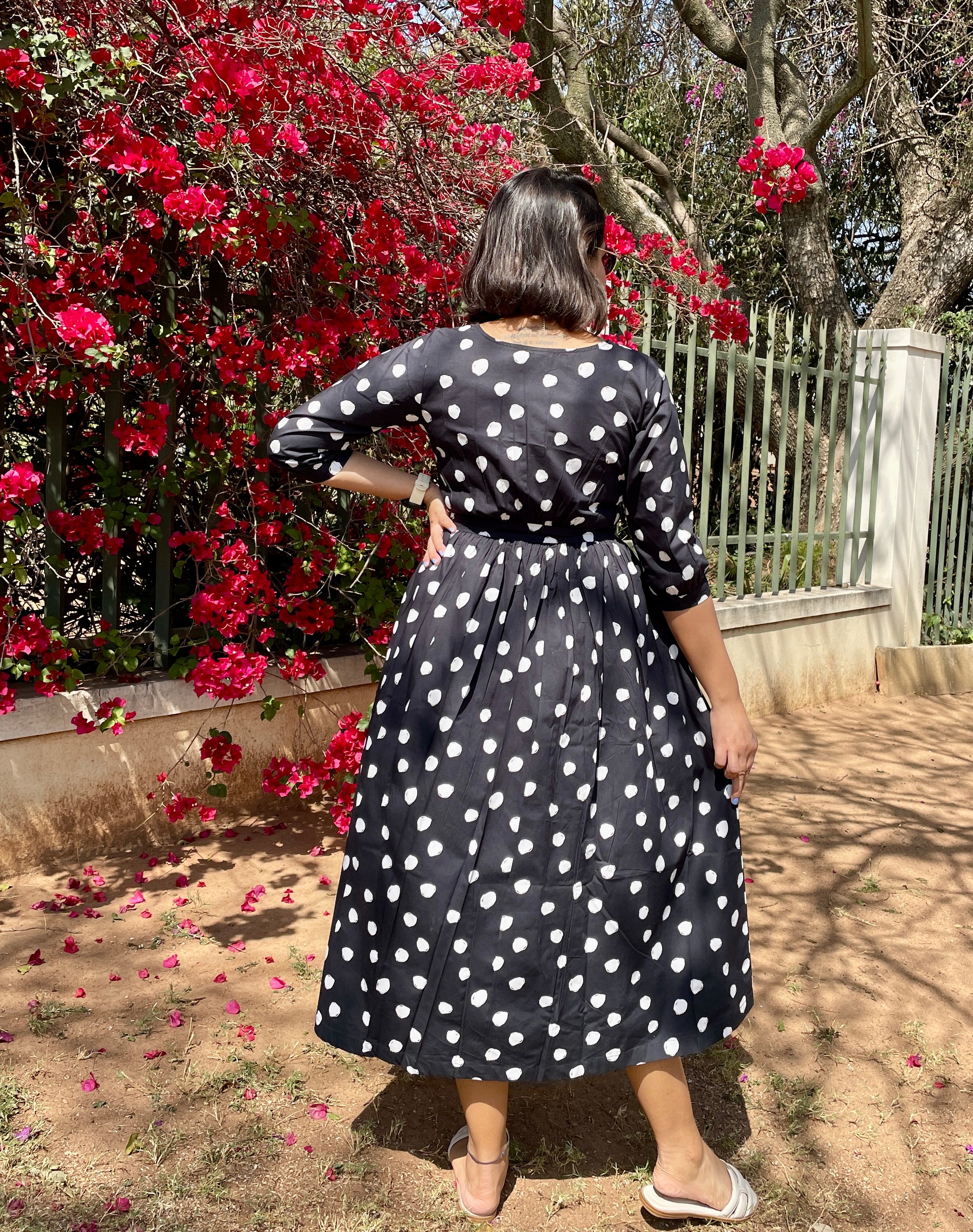 Black Polka Wraparound Dress image 2