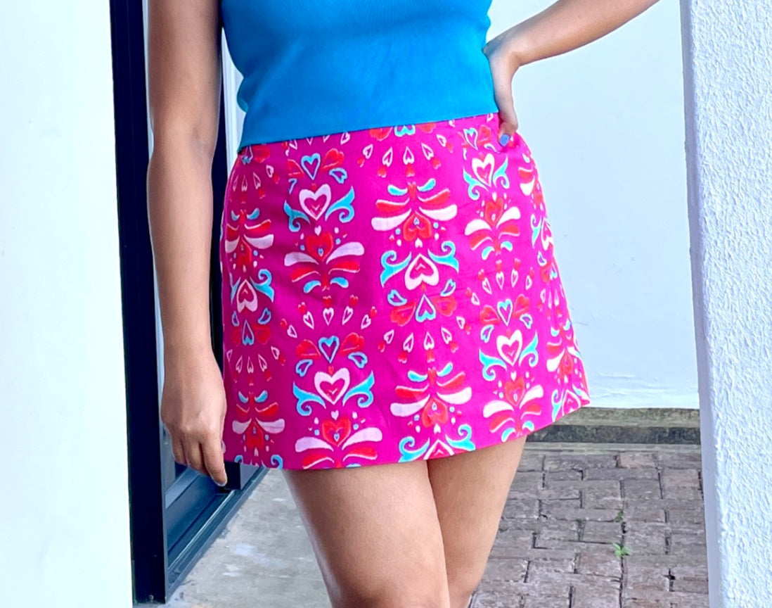 Pink Printed Mini Skirt image 0