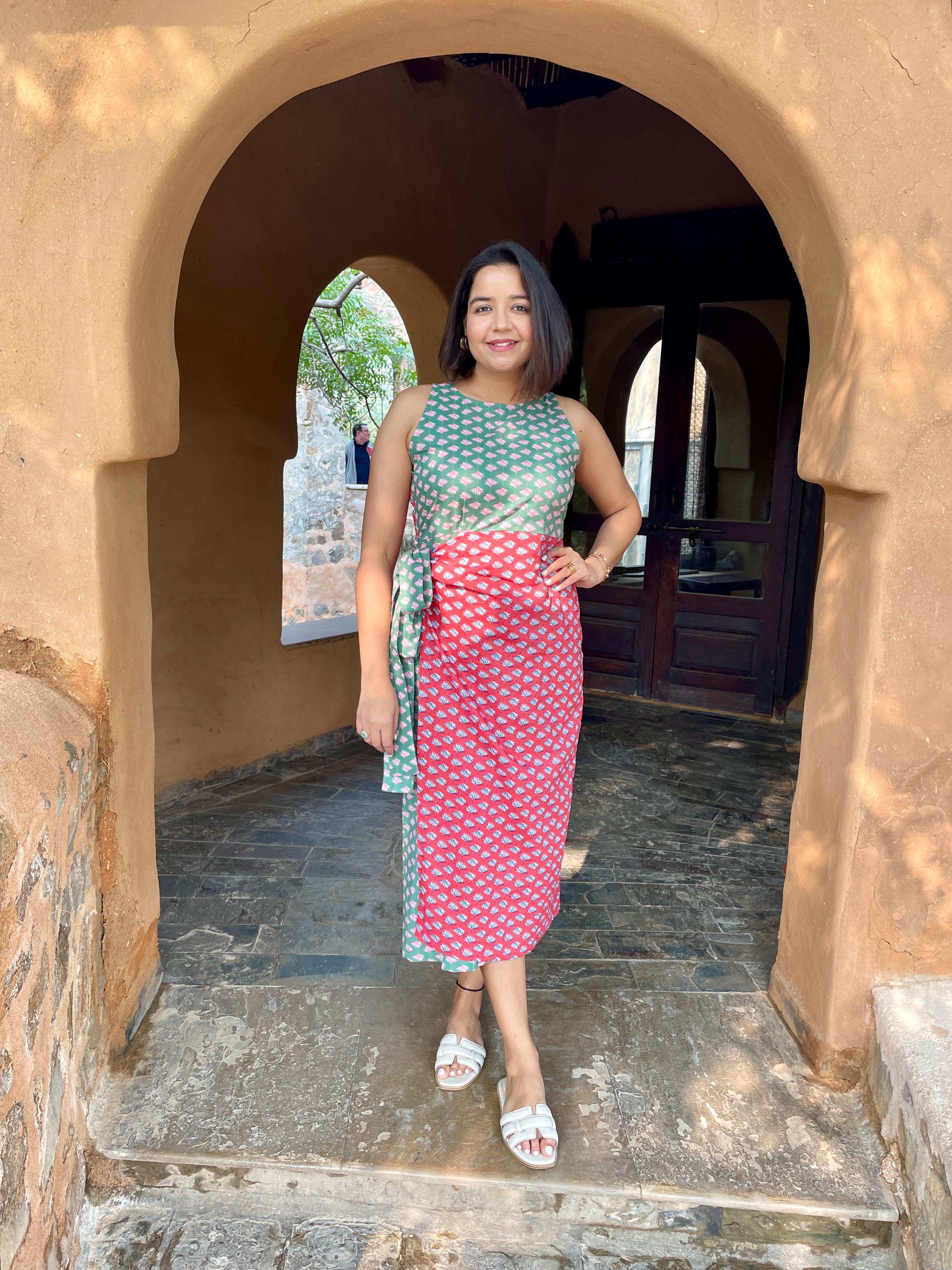 Red Green Wrap Dress image 0