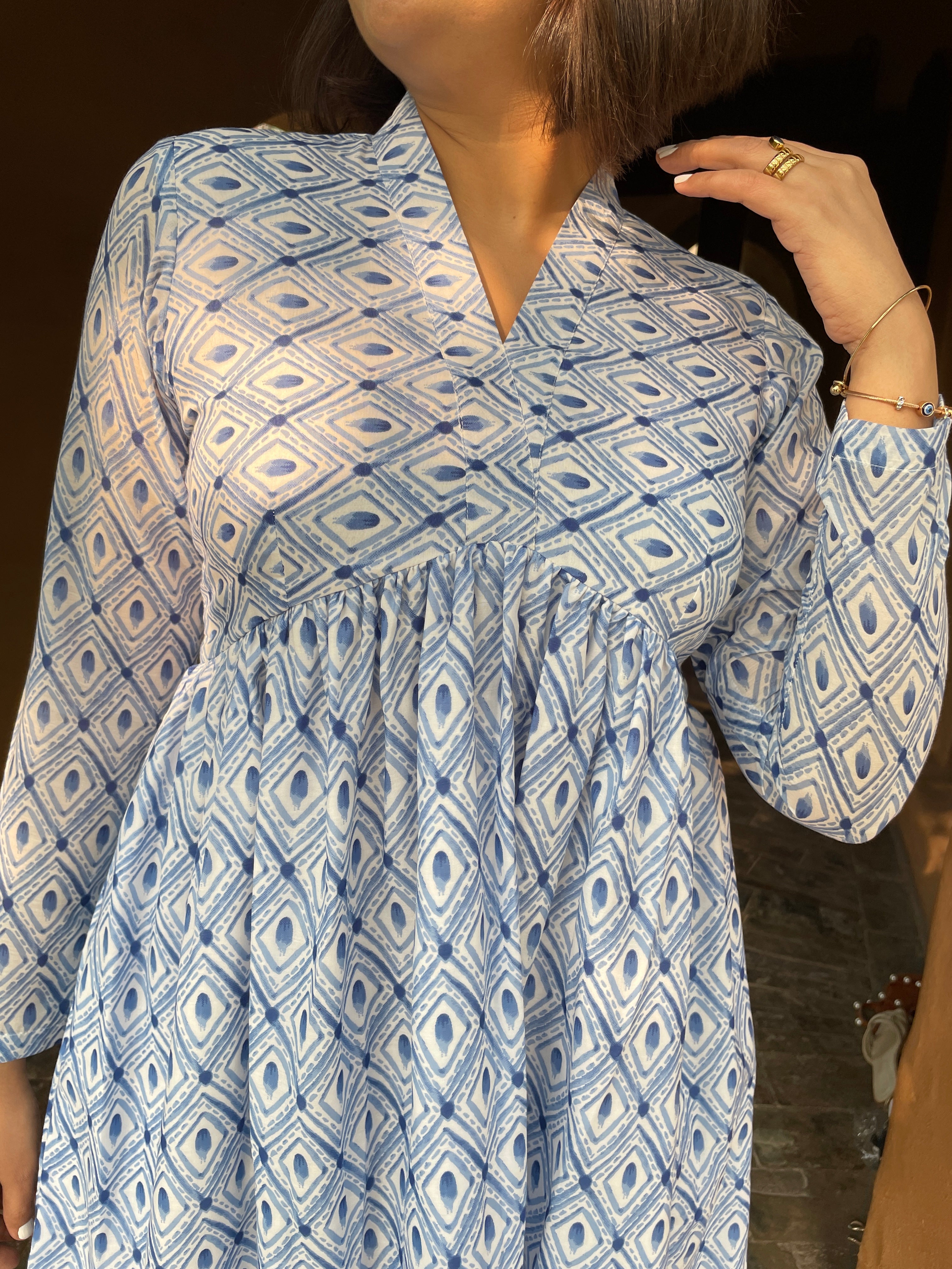 White Printed Fit and Flare Dress image 5