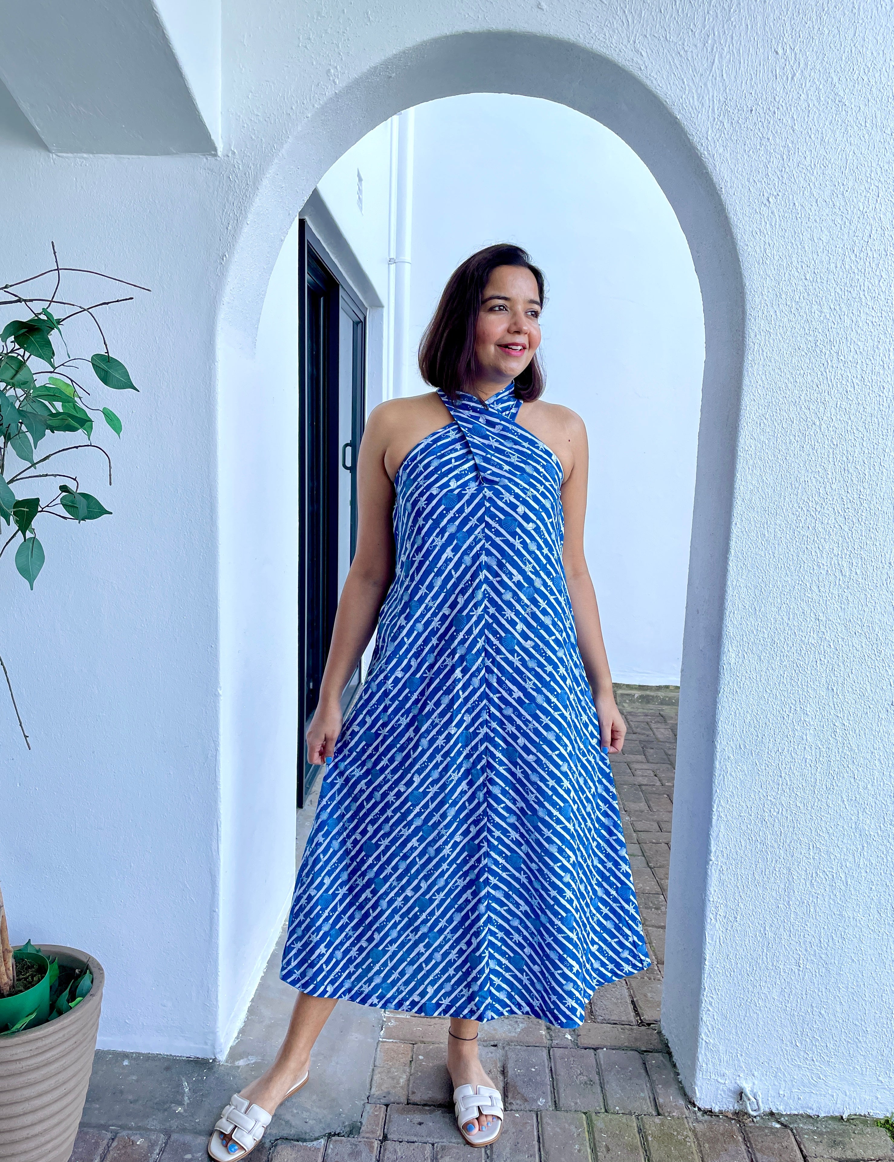 Blue Sea Shells Long Dress image 0