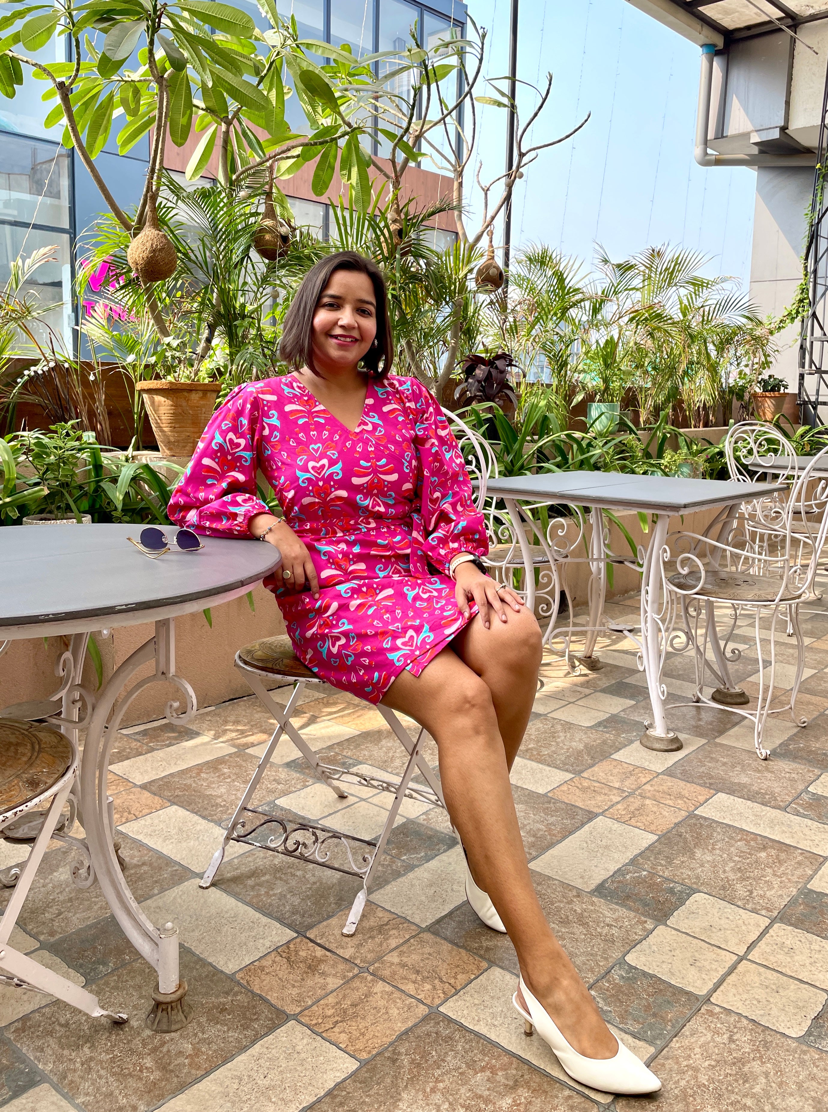 Pink Printed Wraparound Dress image 4