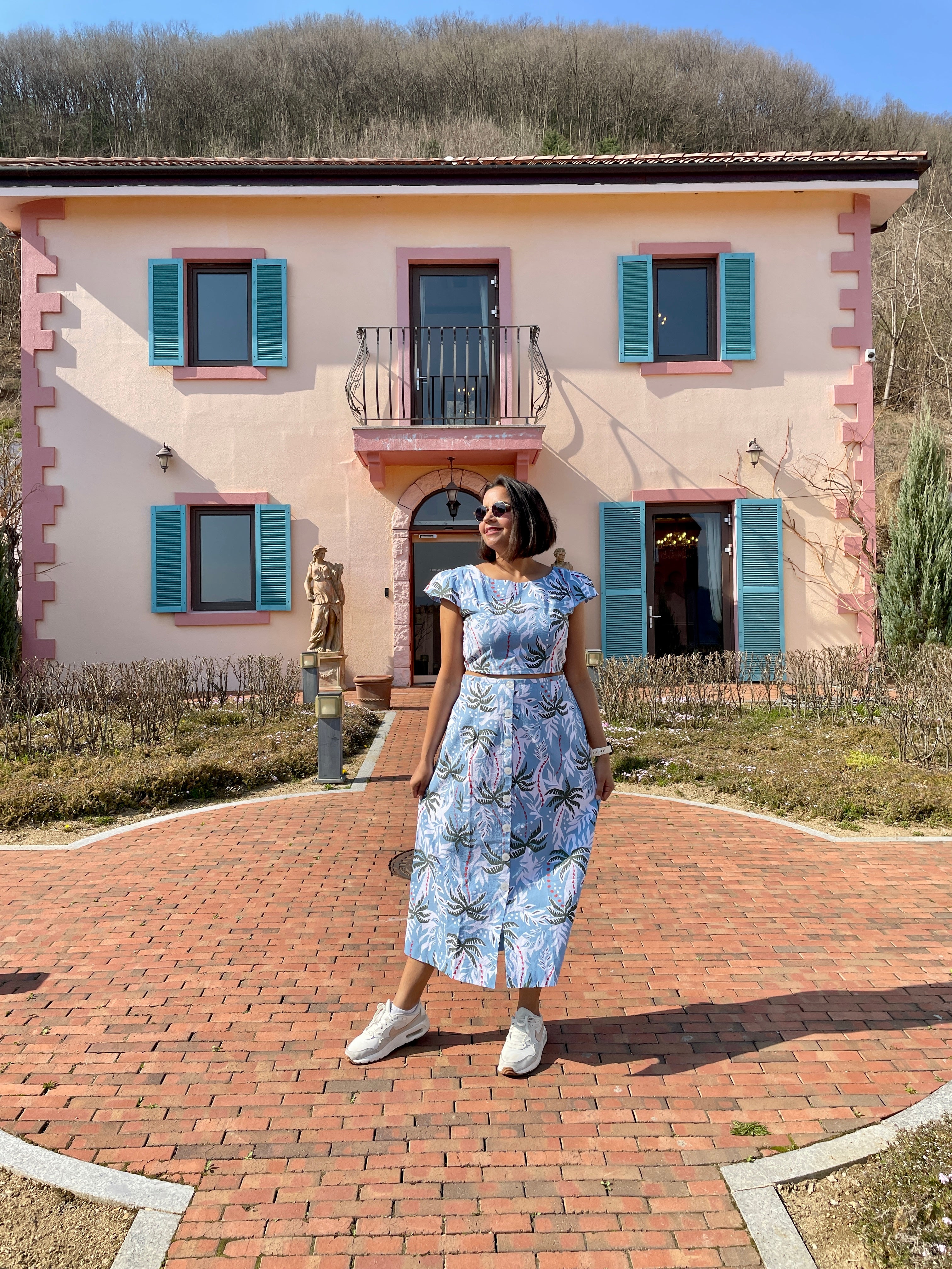 Blue Topical Printed Midi Skirt image 4