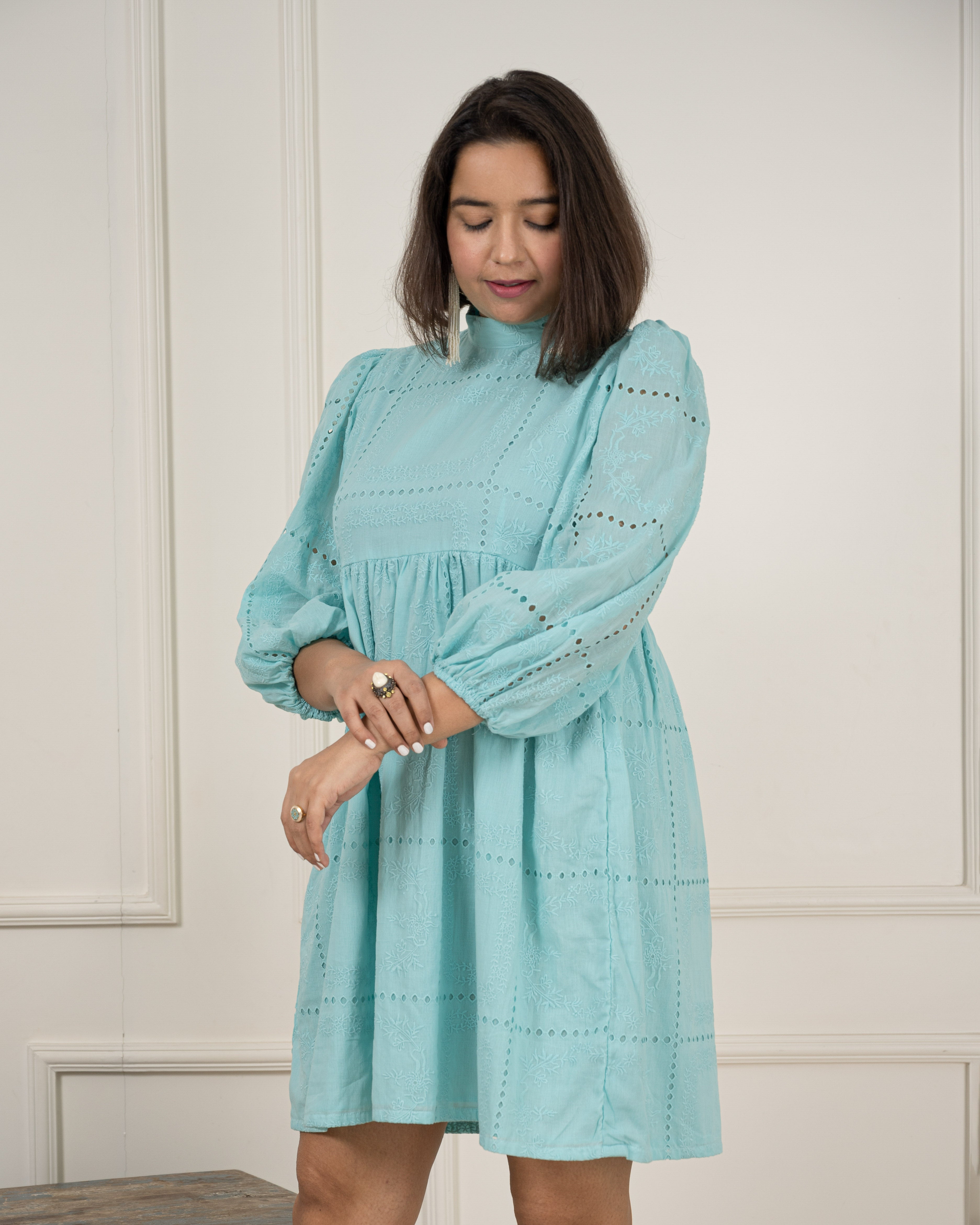 Aqua Schiffli Dress image 2