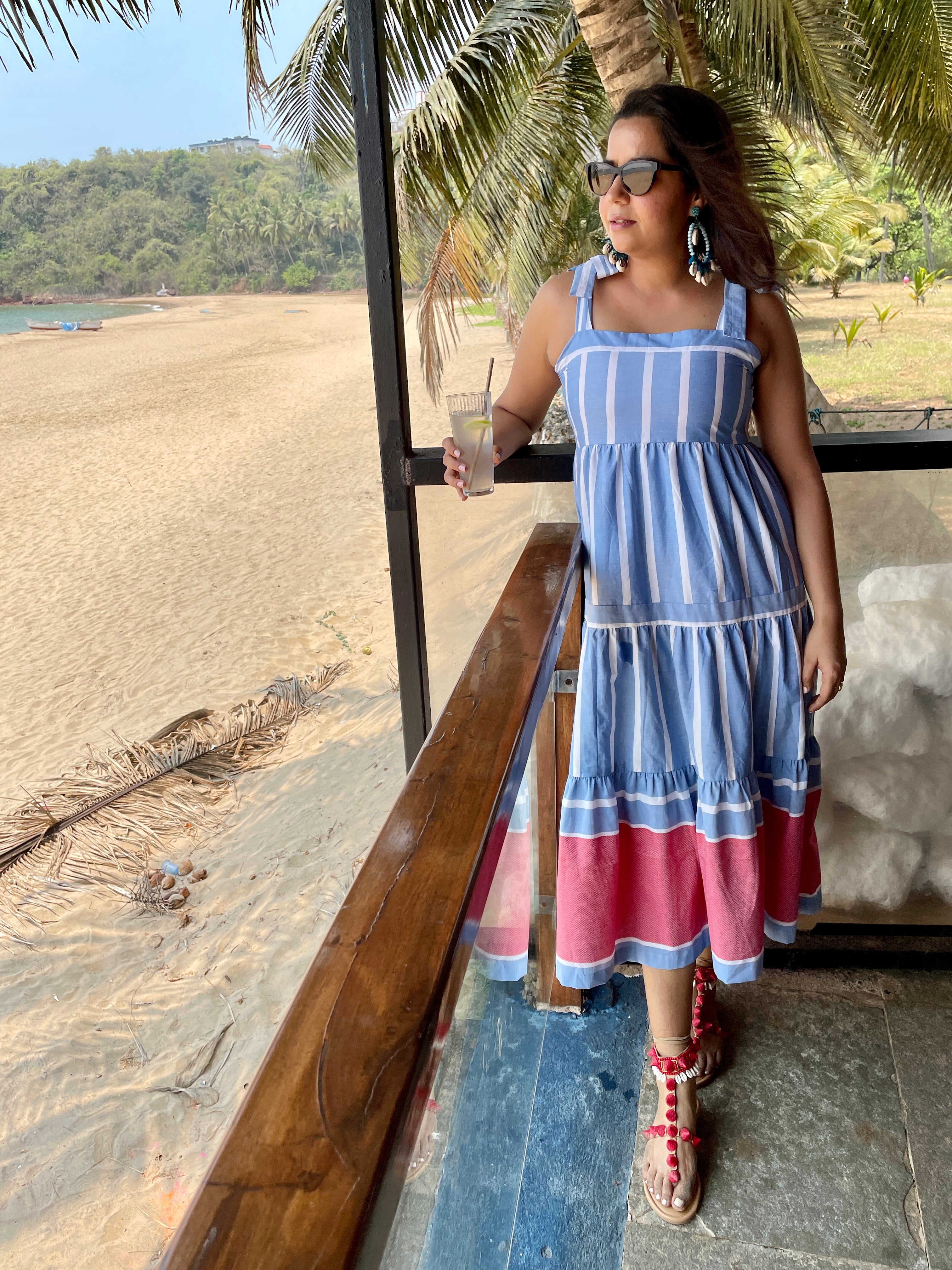 Blue Tie Up Maxi Dress image 3