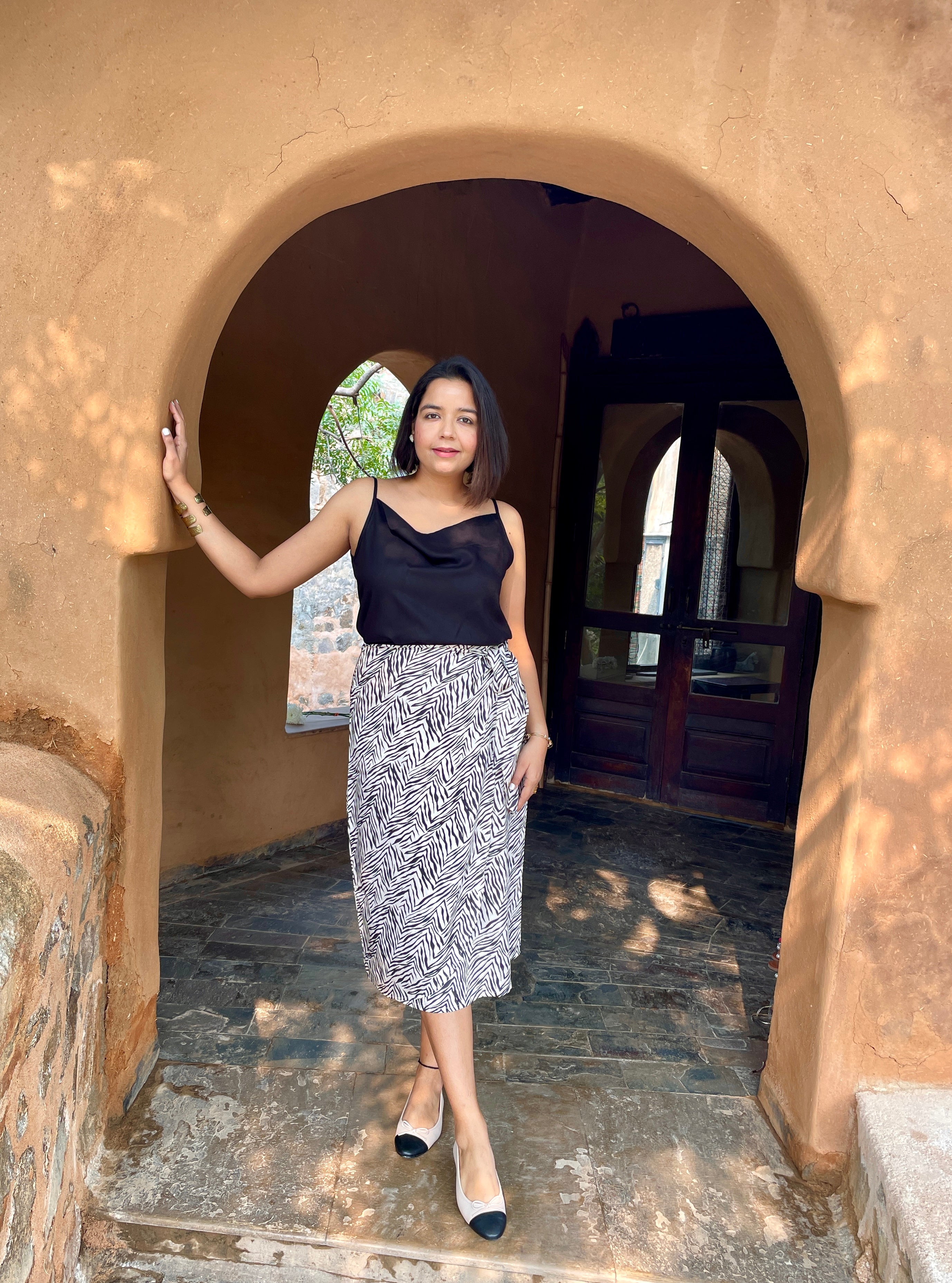 Beige Black Printed Coord Set image 1