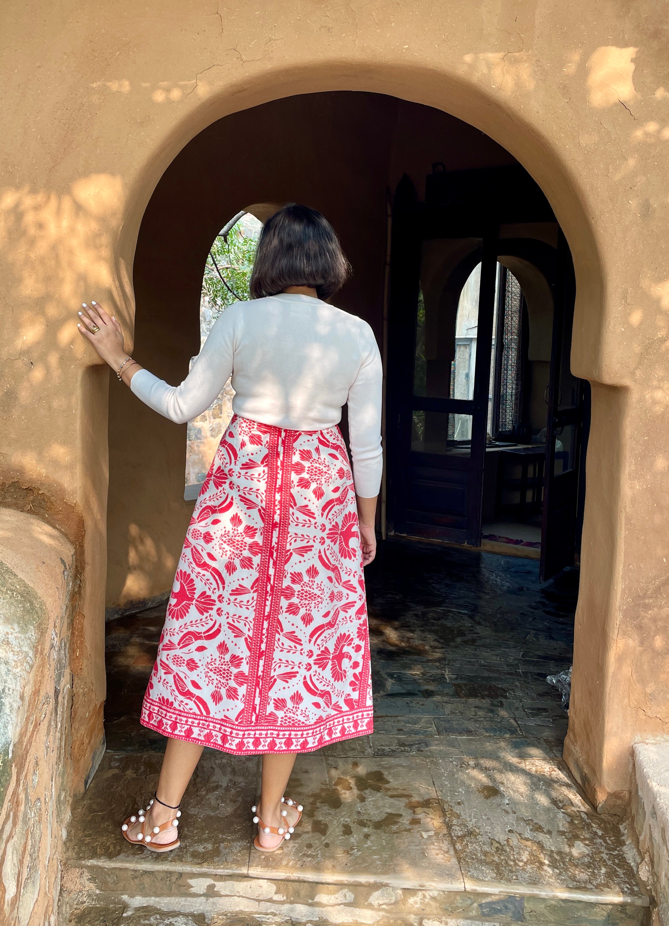 Bird Printed Midi Skirt image 2