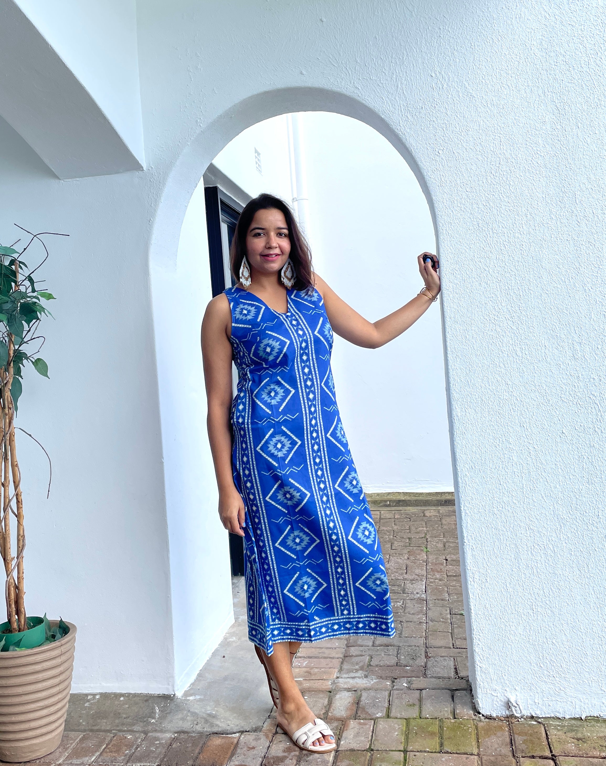 Blue Halter Midi Dress image 4