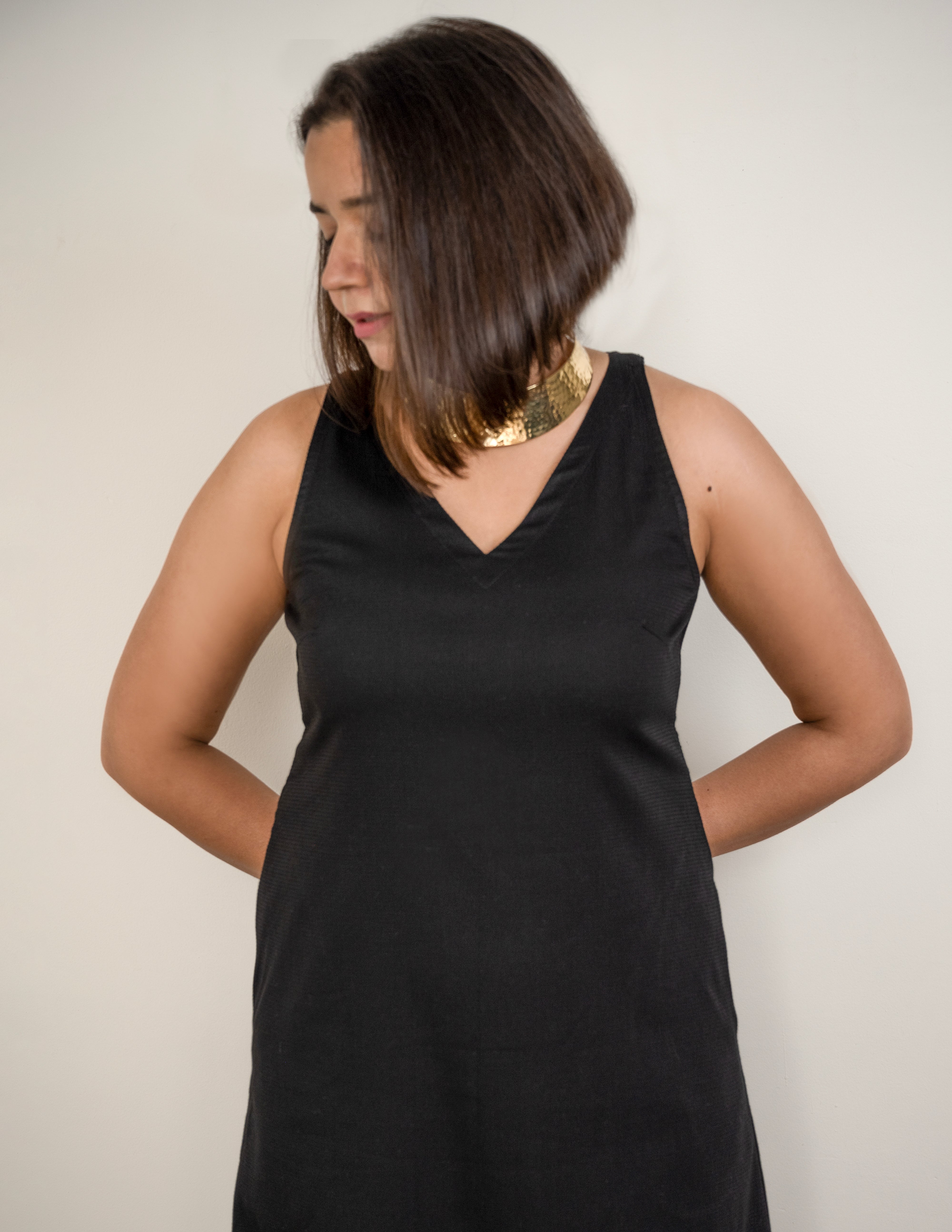 Solid Black Halter Long dress image 3