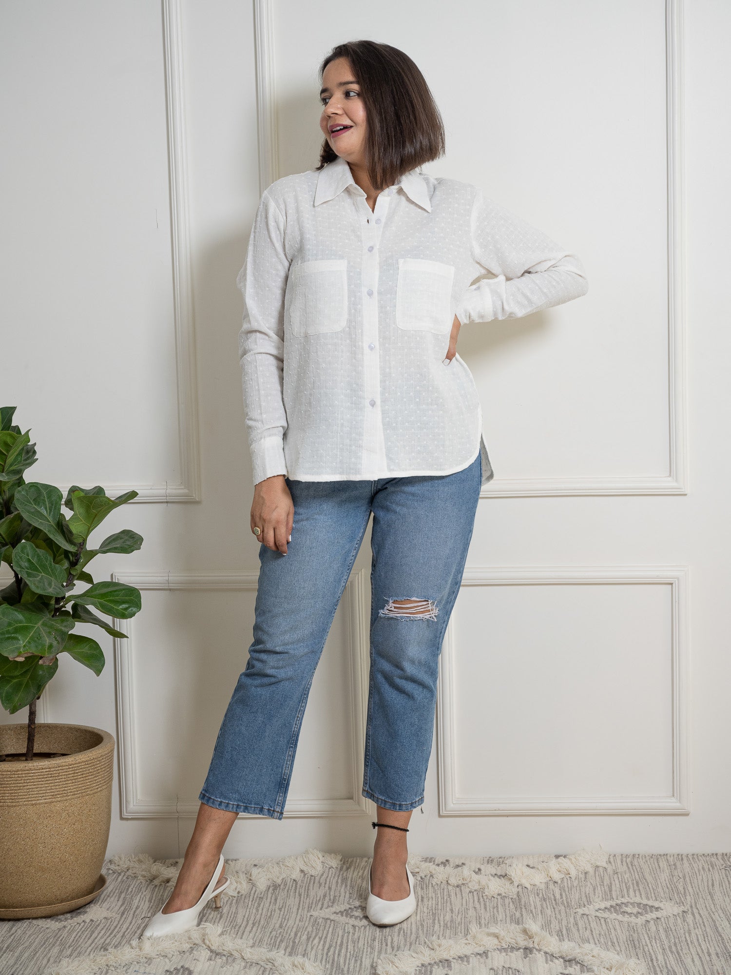 White Organic Cotton Oversized Shirt image 0