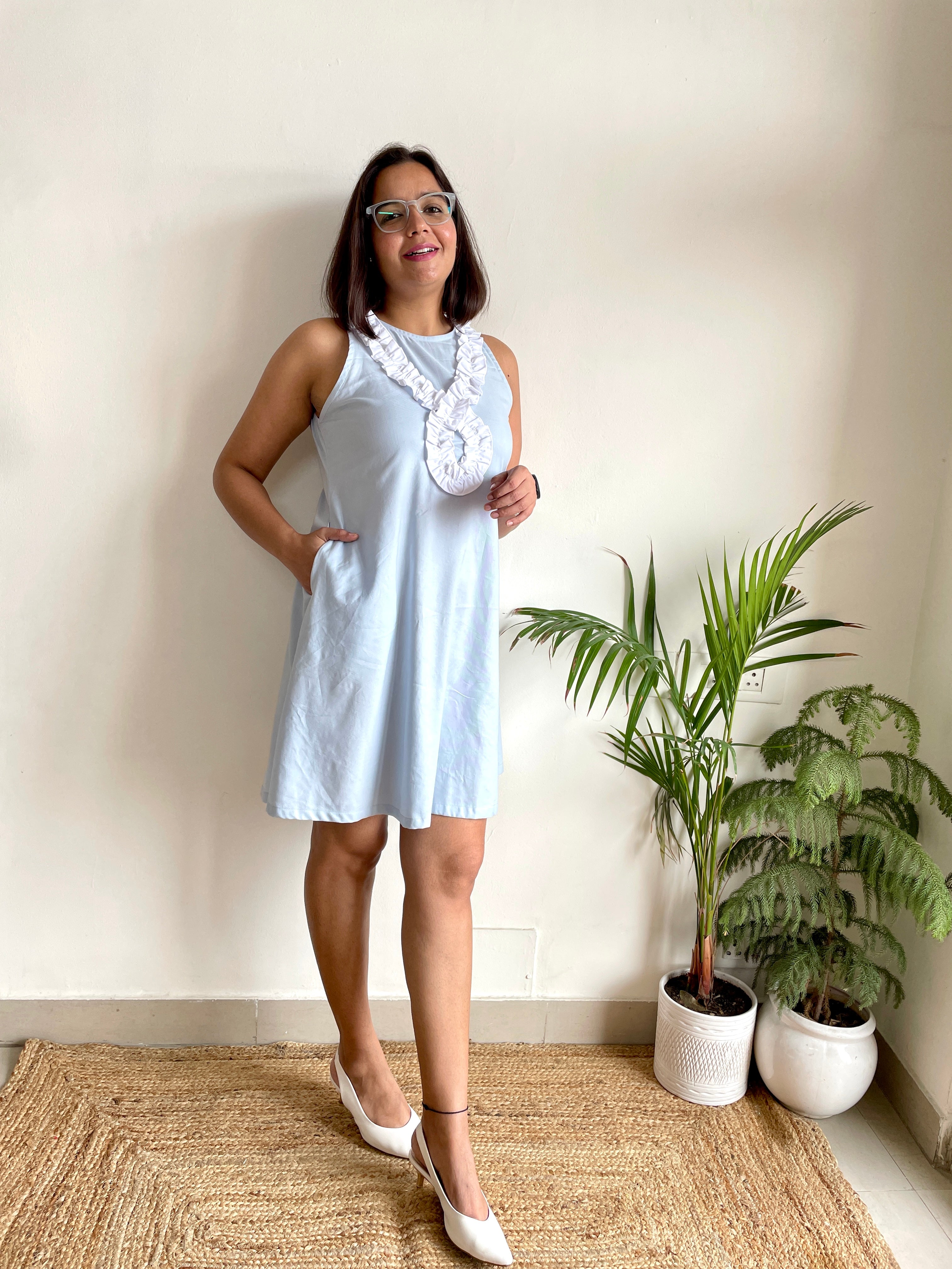 Powder Blue A- Line Dress image 3