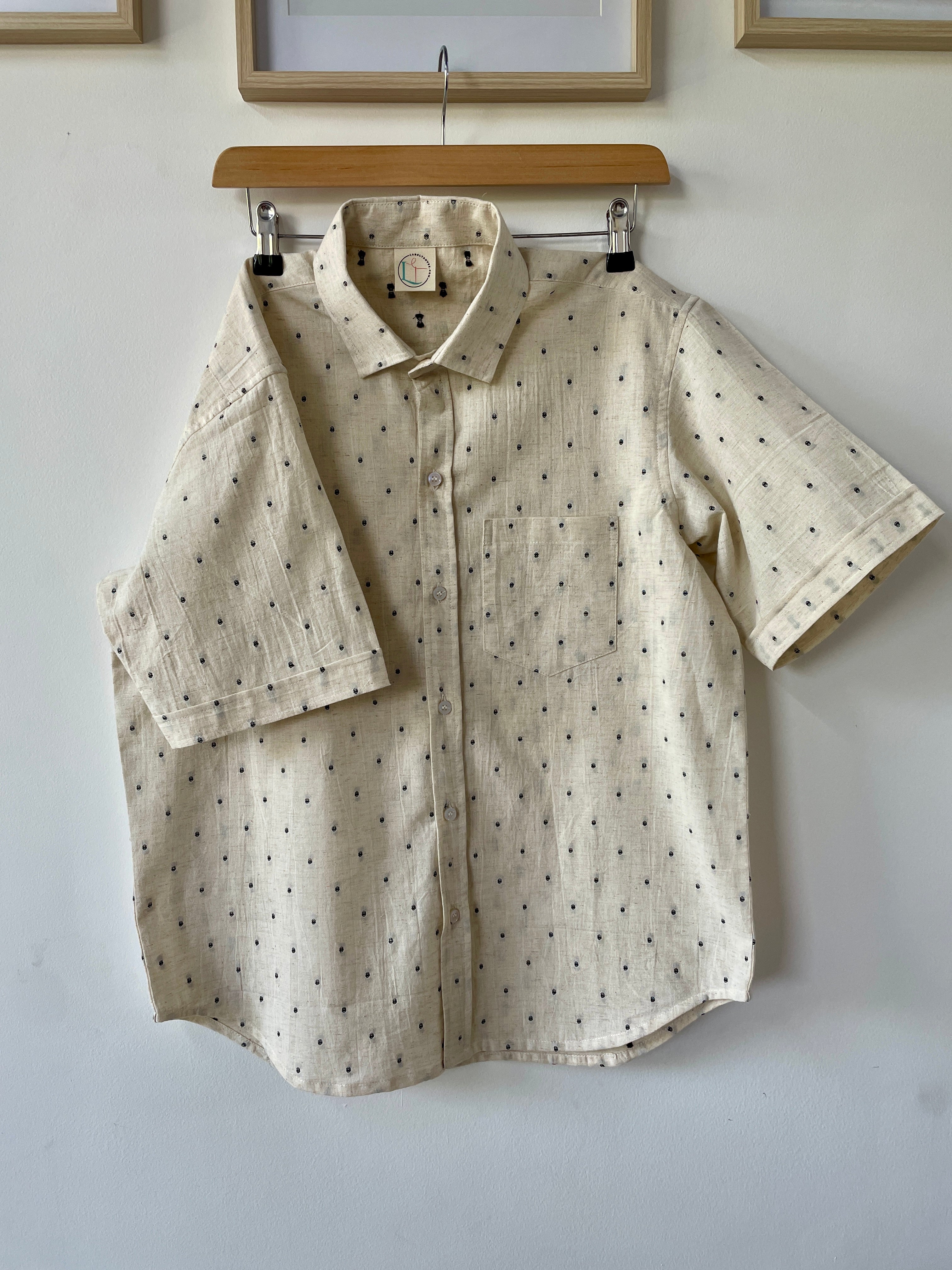 Beige Butta Cotton Men Shirt image 0