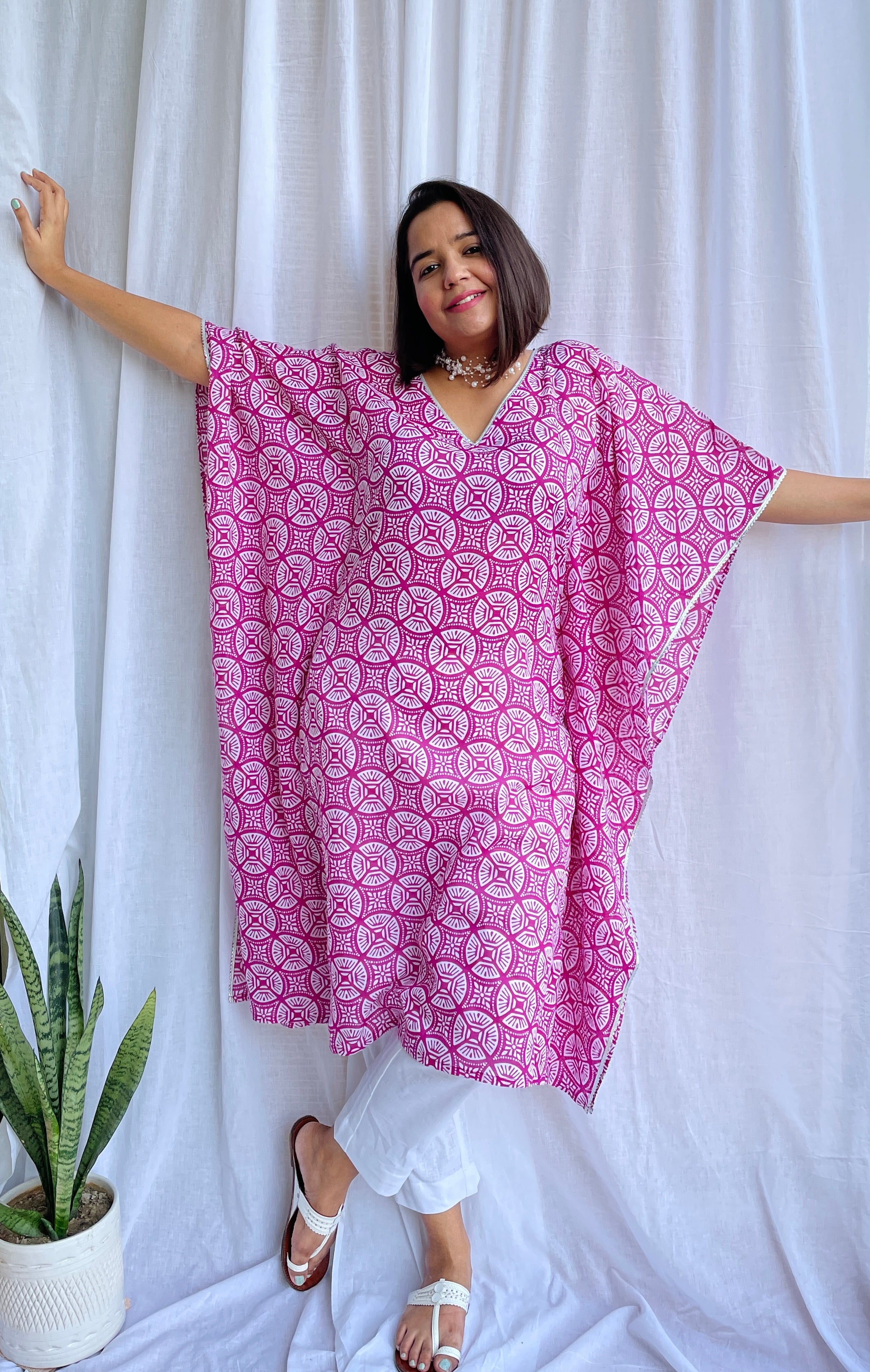 Purple Kaftan Kurta Set image 4