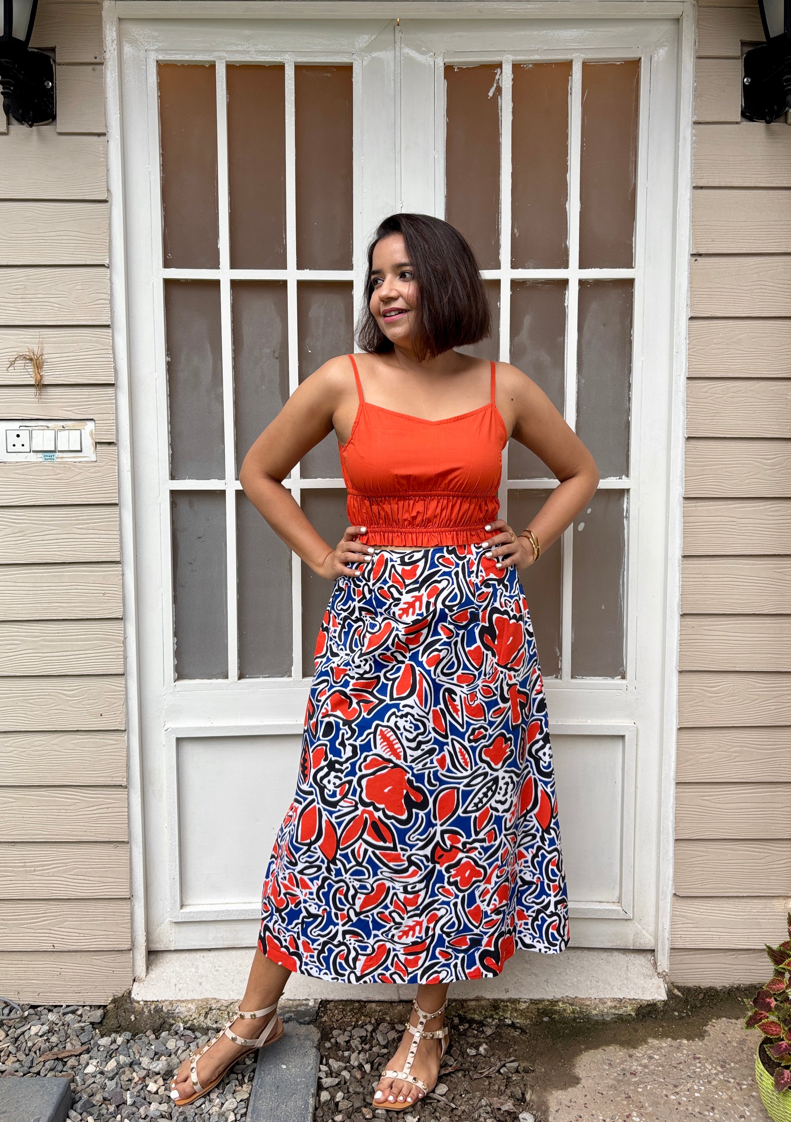 Spicy Tangerine Floral Cotton Coord Set image 0