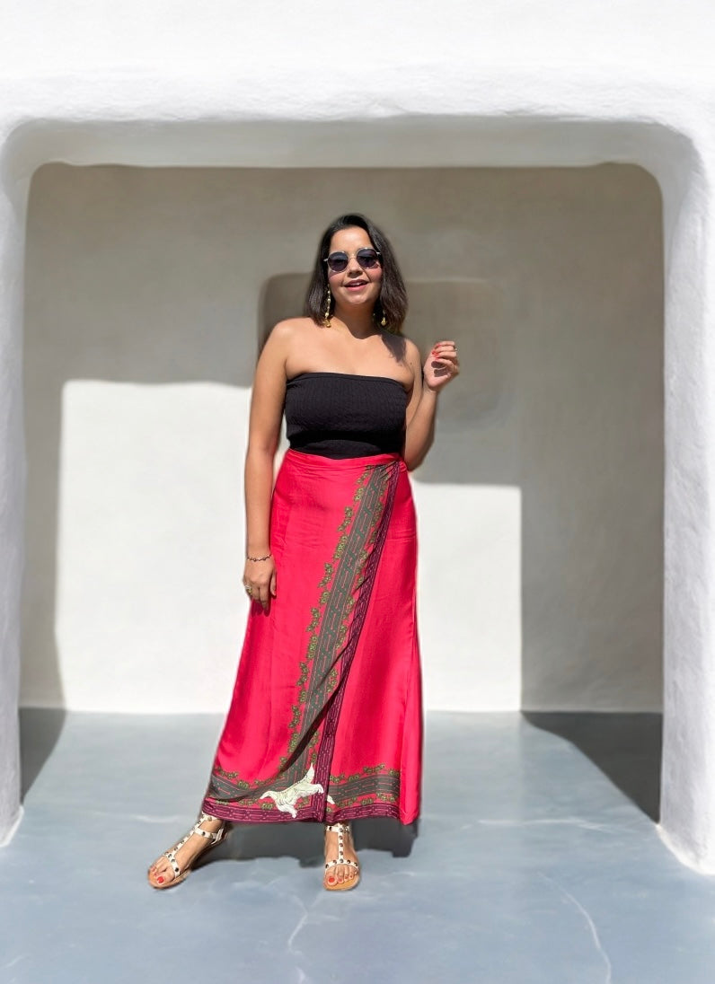 Coral Red Long Skirt image 0